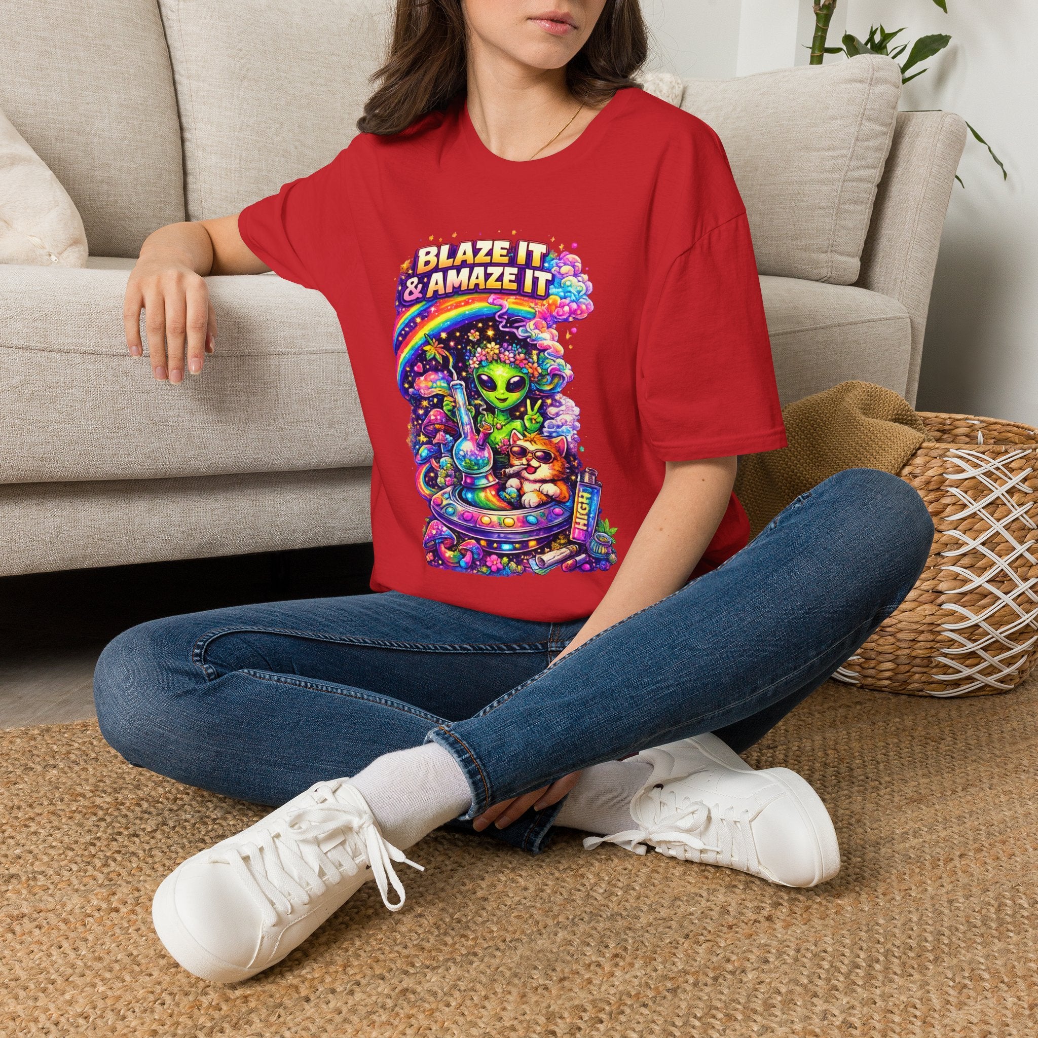 Alien Rainbow Tee - "Blaze It & Amaze It" Psychedelic Graphic T-Shirt