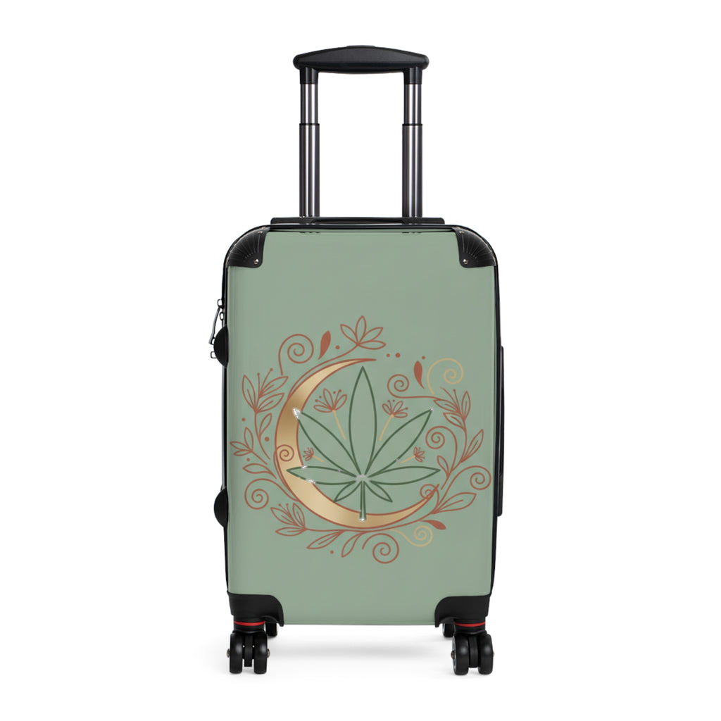Moon & Leaf Carry-On Suitcase — Botanical Crescent Travel Luggage