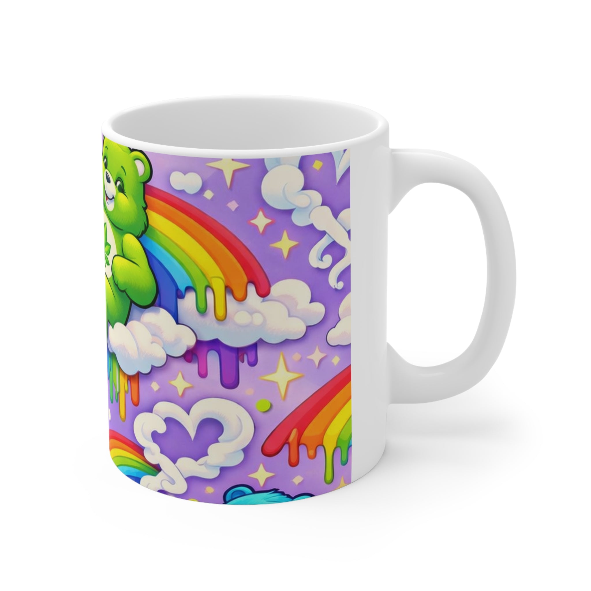 Cannabis Care Bears Ceramic Coffee Mug — Rainbow Stoner 11oz & 15oz