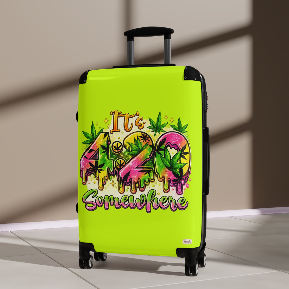 Suitcase — "It's 420 Somewhere" Travel Carry-On with Colorful Cannabis Design