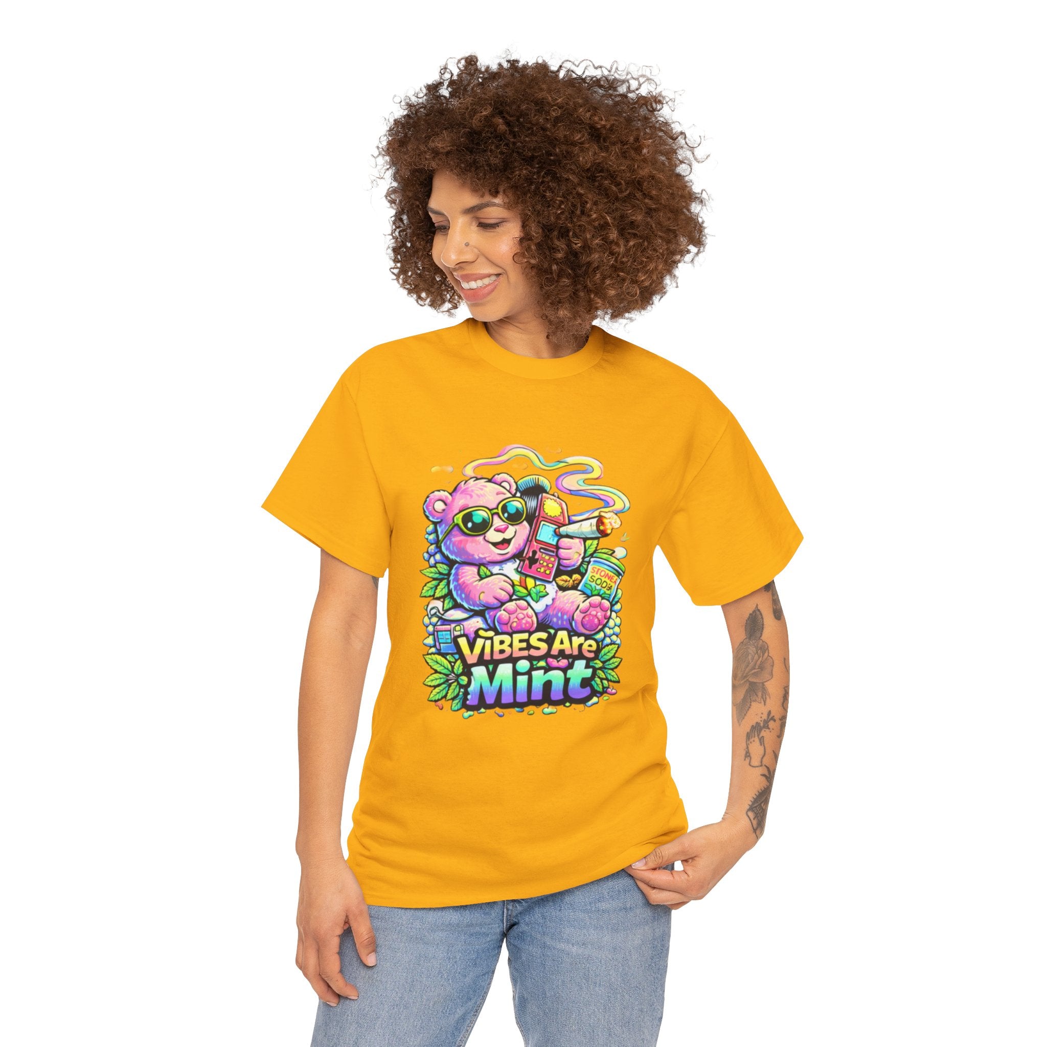 Mint Vibes Bear Tee — Cute Retro Cartoon Graphic T-Shirt
