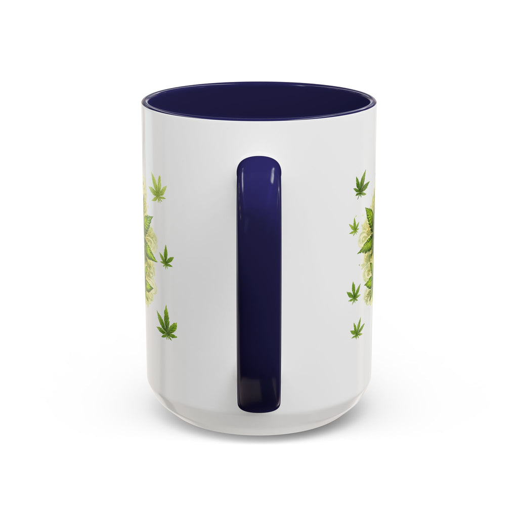 Cannabis 420 Accent Coffee Mug — Indica & Sativa Leaf Pattern (11/15oz)