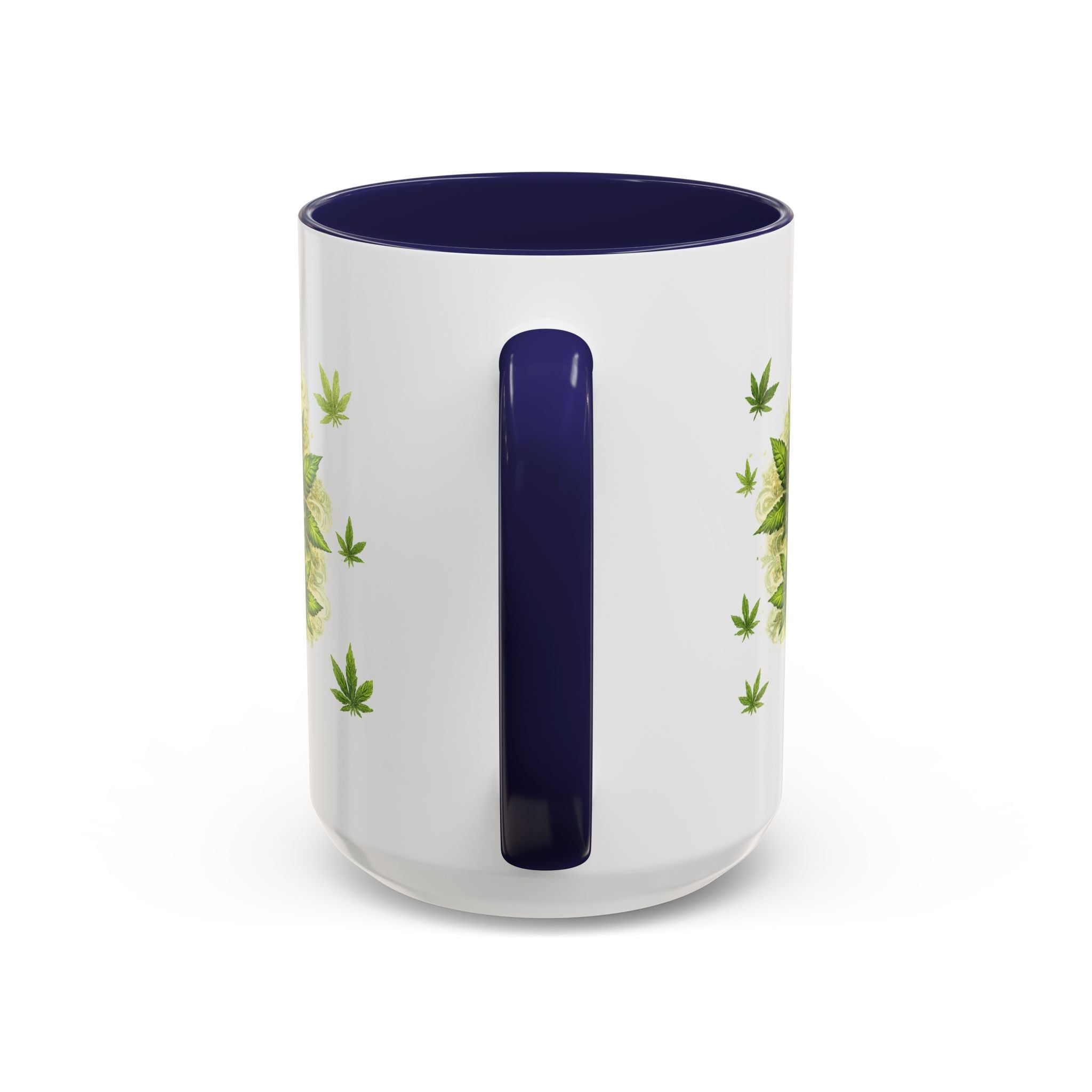 Cannabis 420 Accent Coffee Mug — Indica & Sativa Leaf Pattern (11/15oz)