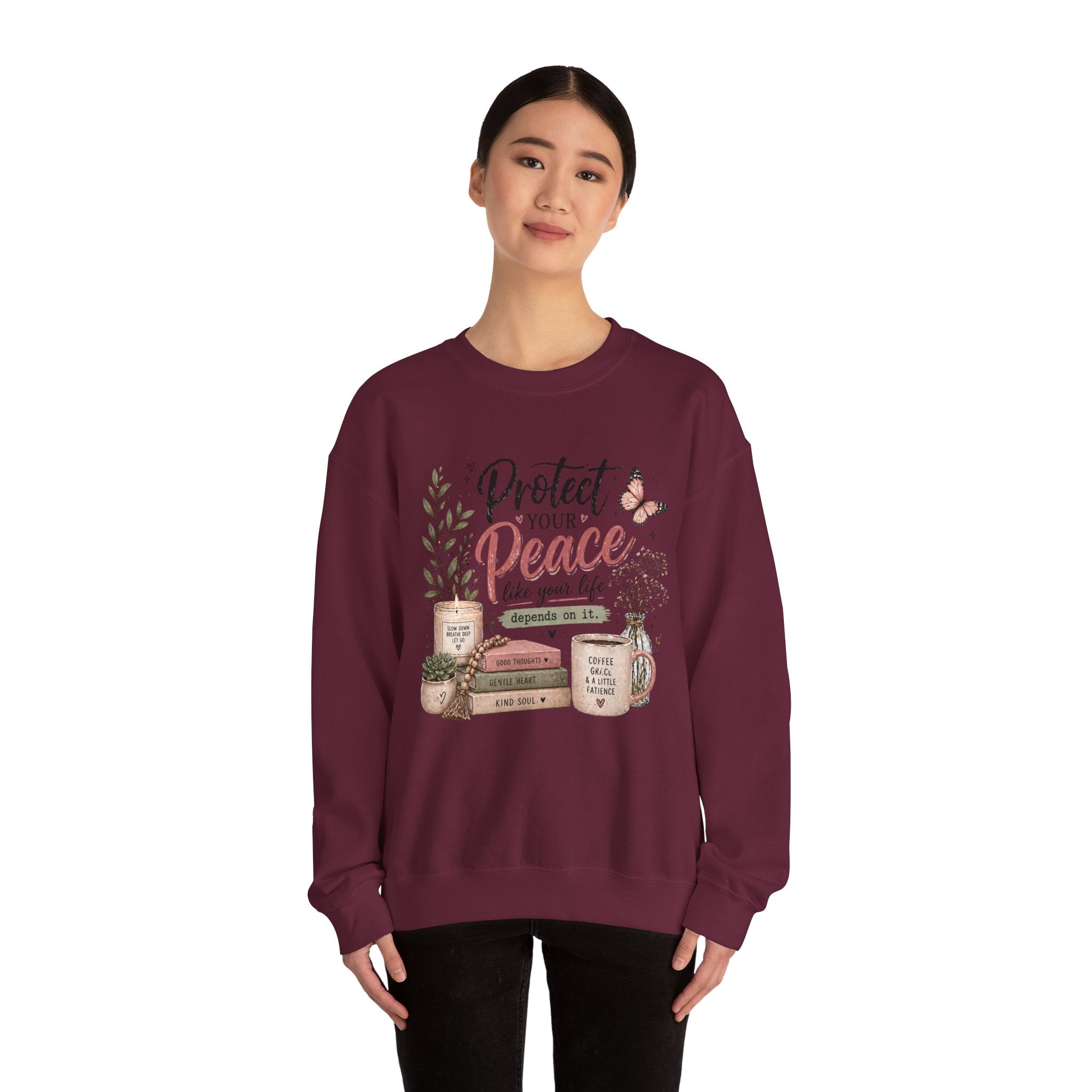 Protect Your Peace Crewneck Sweatshirt – Cozy Inspirational Quote Design