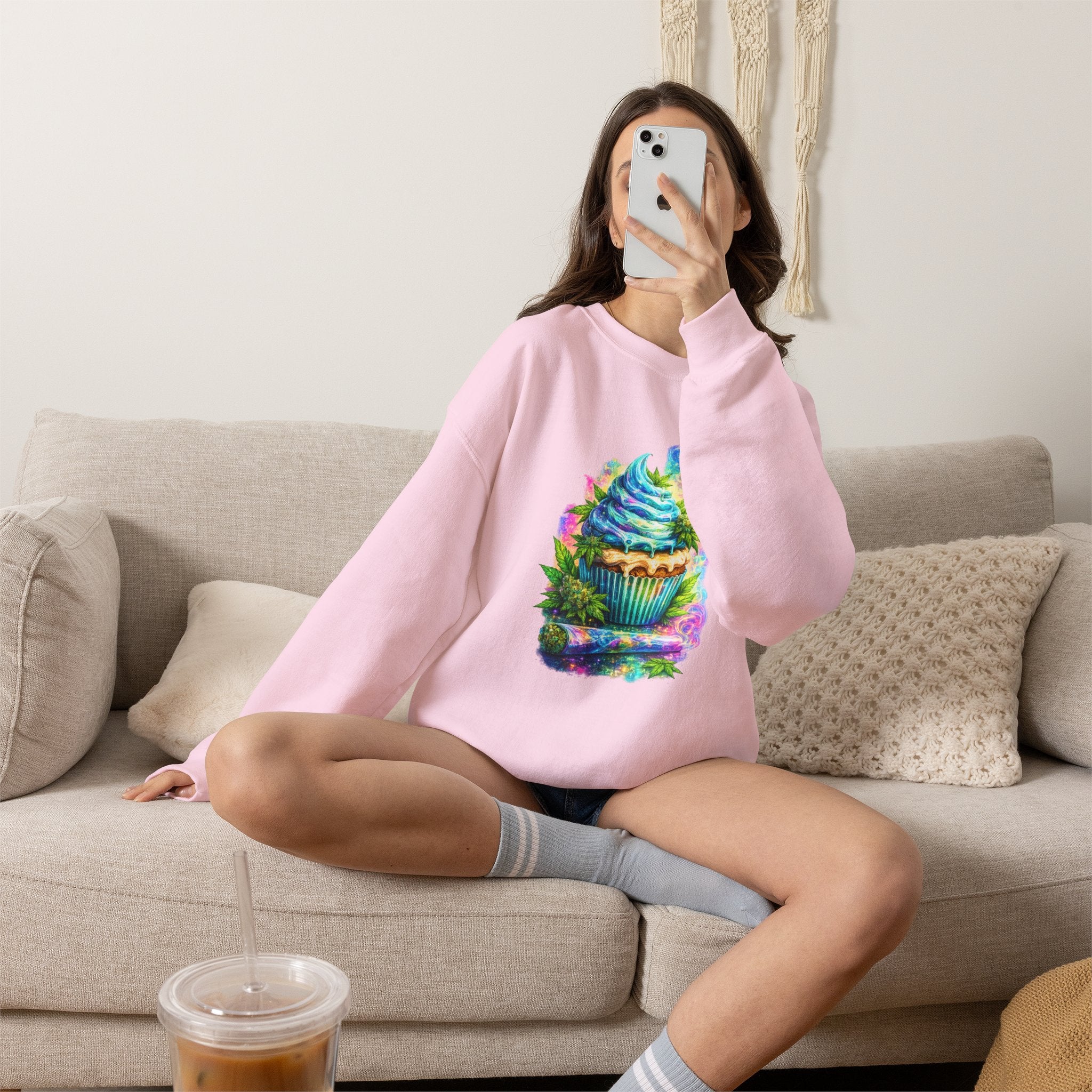 Cupcake Fantasy Sweatshirt – Colorful Psychedelic Bakery Art Crewneck