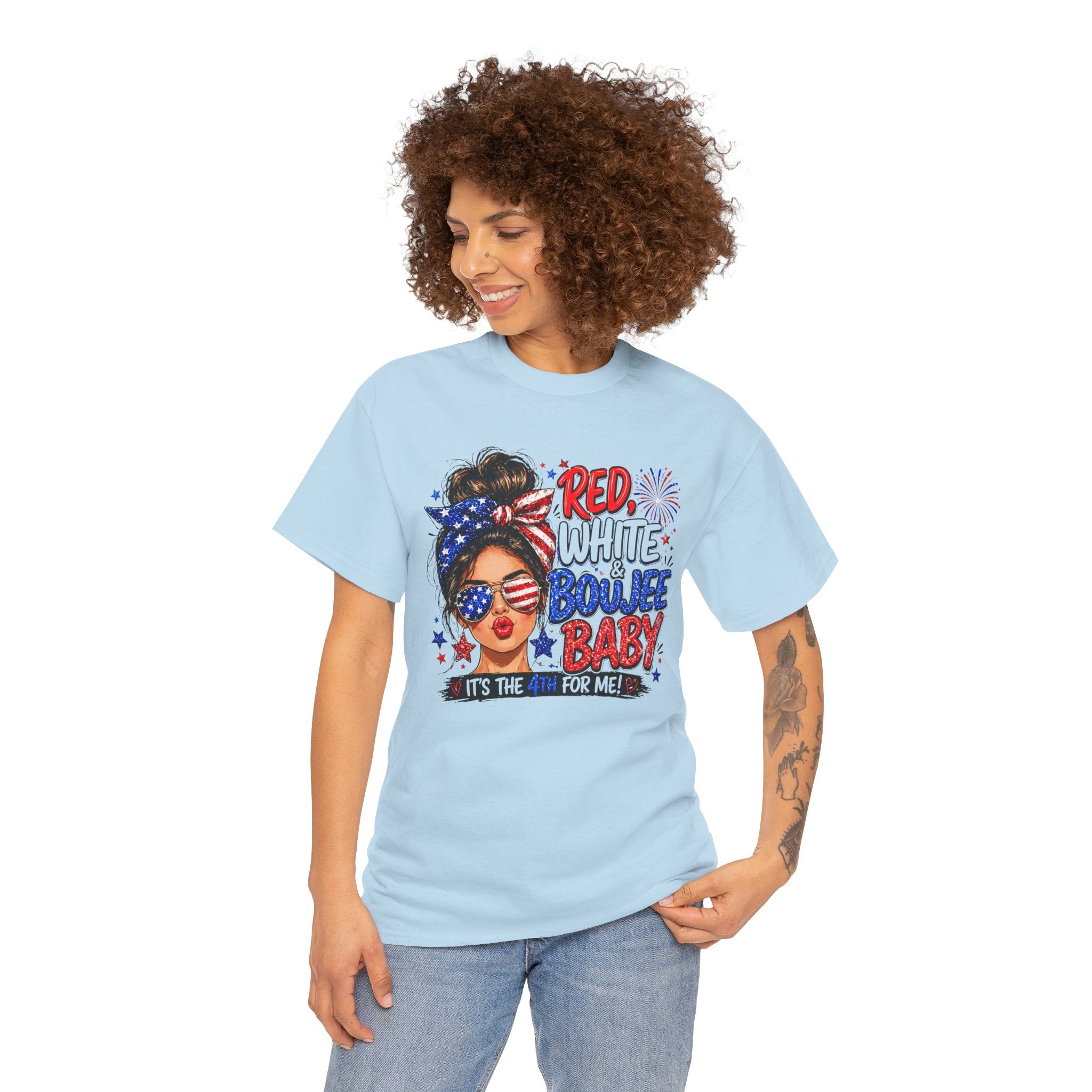 Patriotic 'Red White Boujee Baby' Tee – 4th of July Women's Graphic Shirt