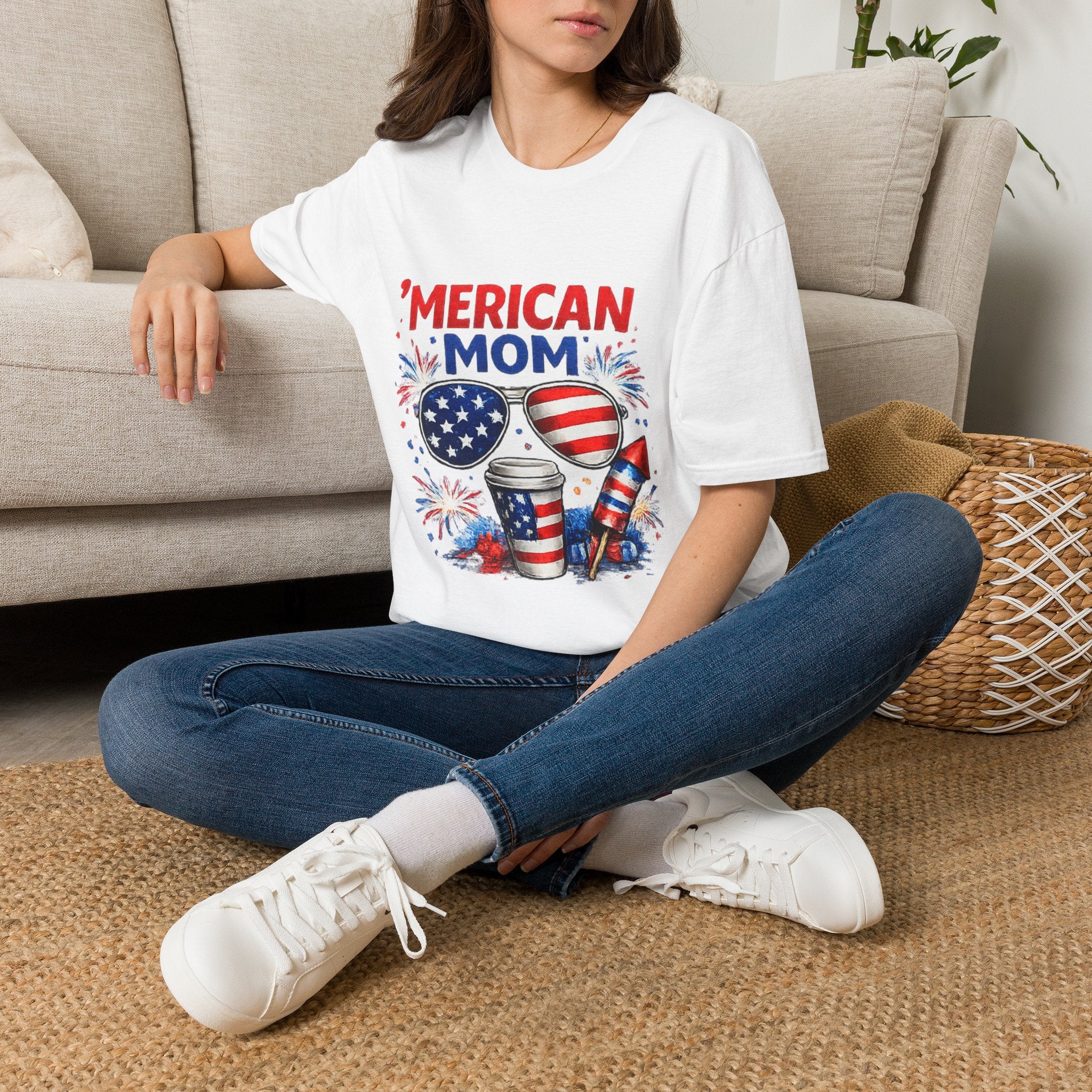 'Merican Mom T-Shirt — Patriotic 4th of July Graphic Tee for Moms