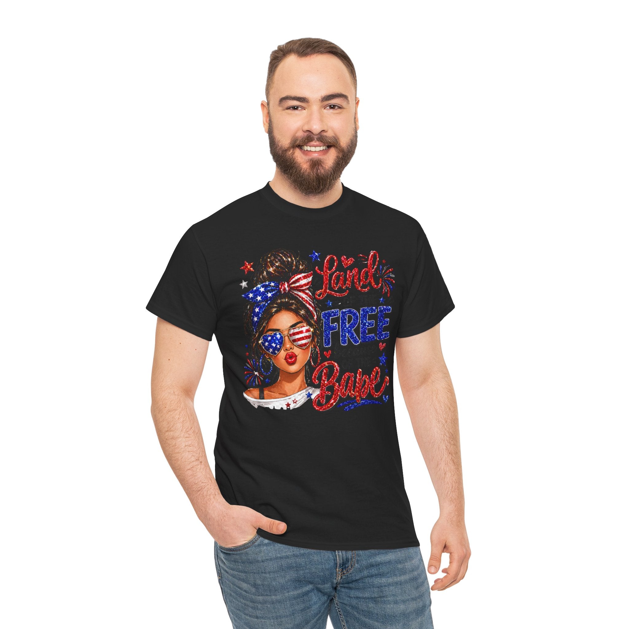 Patriotic Babe T-Shirt — “Land of the Free Because of the Babe” 4th of July Tee