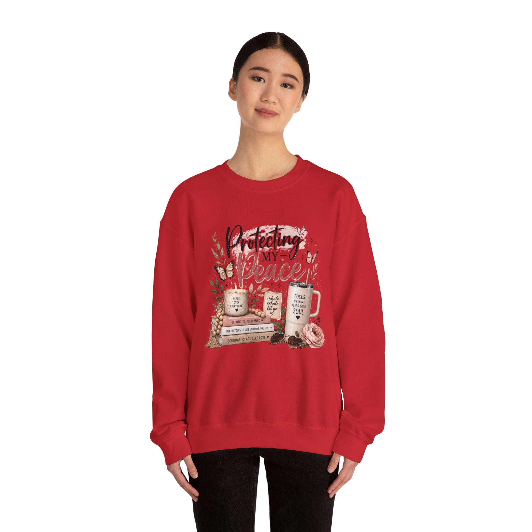 Crewneck Sweatshirt – "Protecting My Peace" Cozy Floral Graphic
