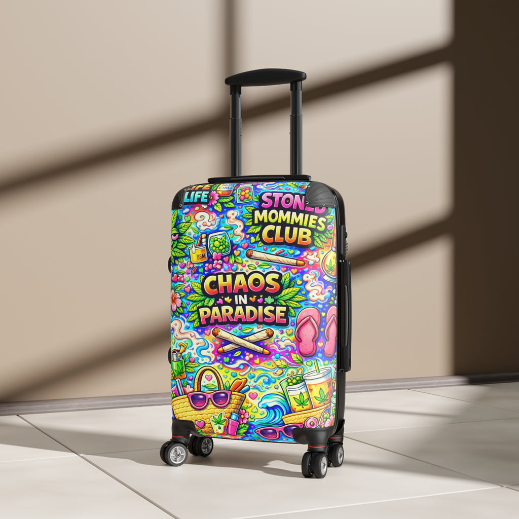 Chaos in Paradise Carry-On Suitcase — Colorful Stoner Mommies Club Travel Luggage