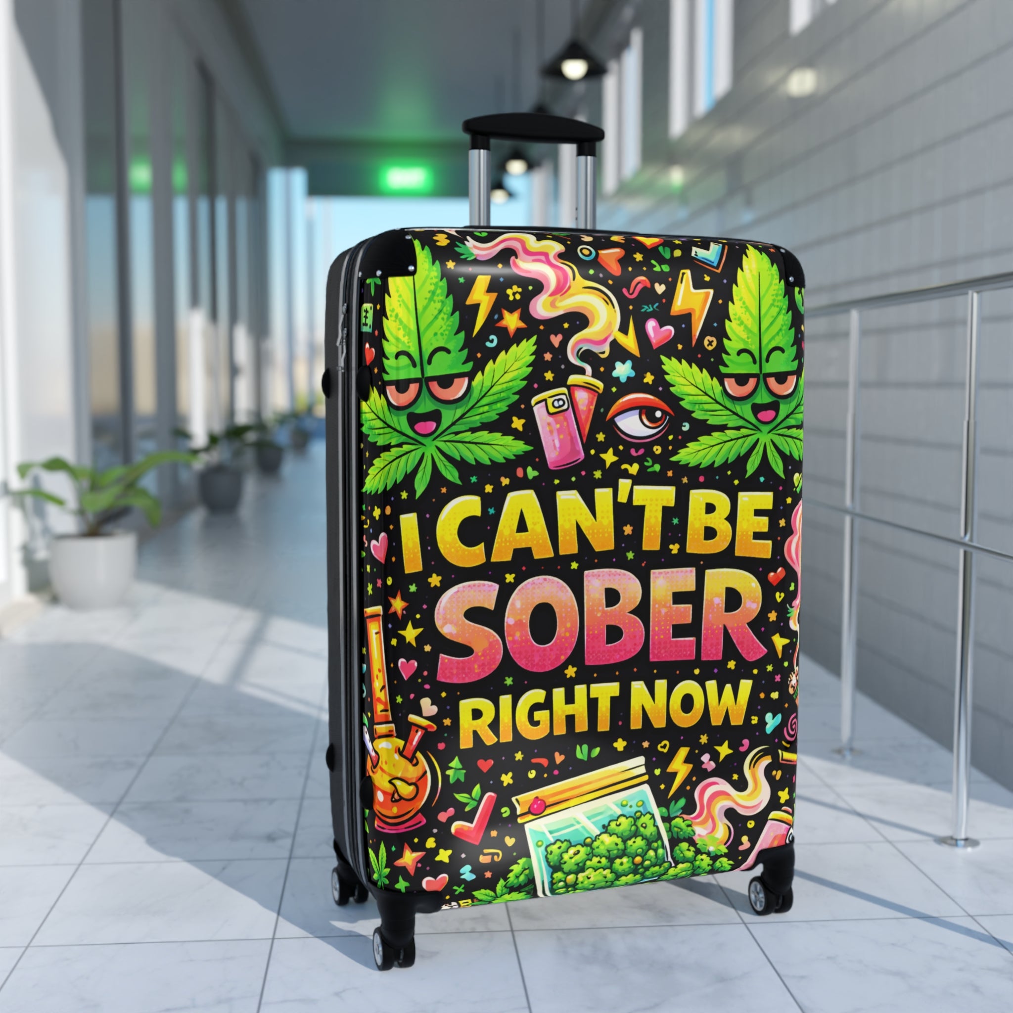 I Can't Be Sober Right Now Carry-On Suitcase – Funny Cannabis Travel Luggage