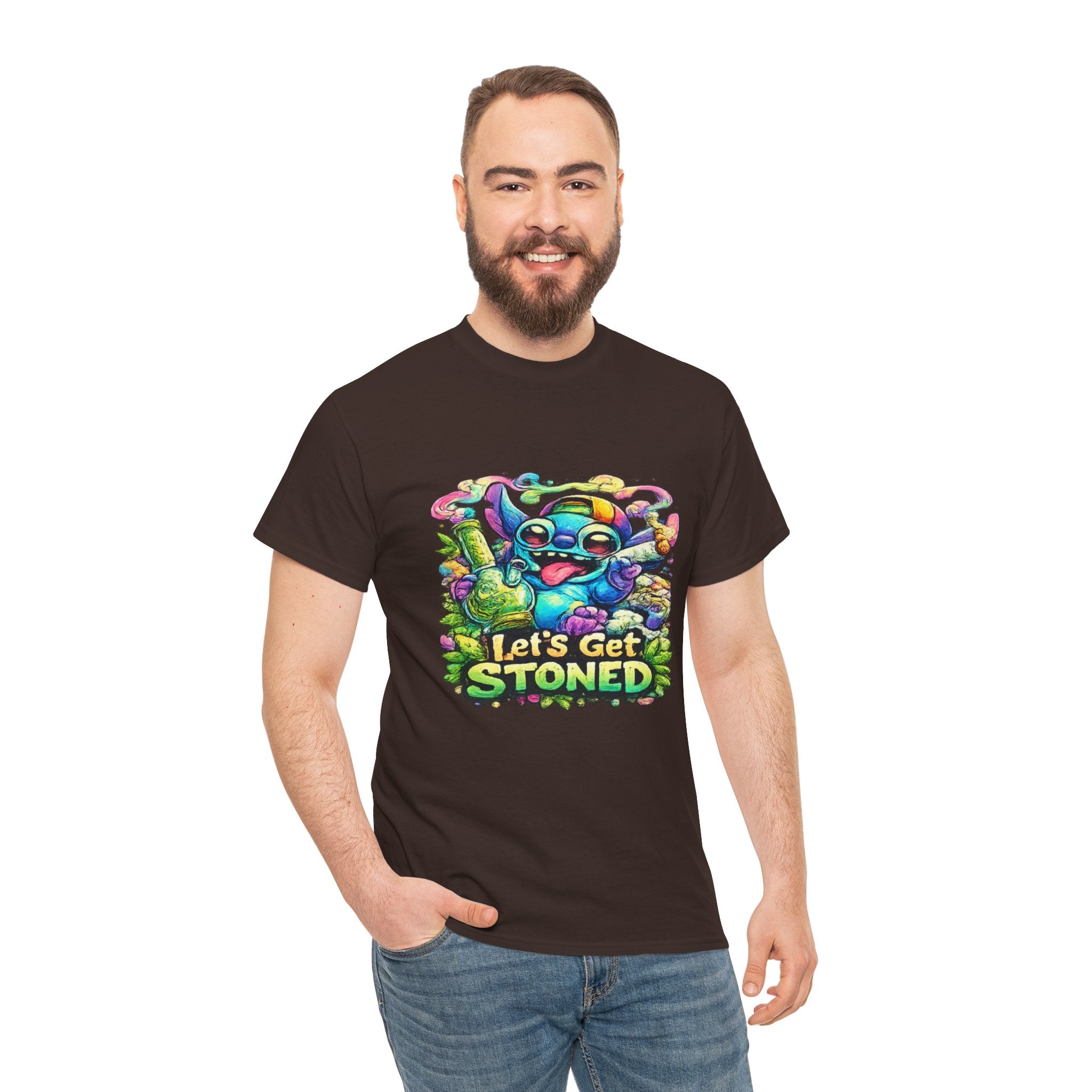 Let's Get Stoned T-Shirt — Colorful Trippy Alien Cannabis Tee