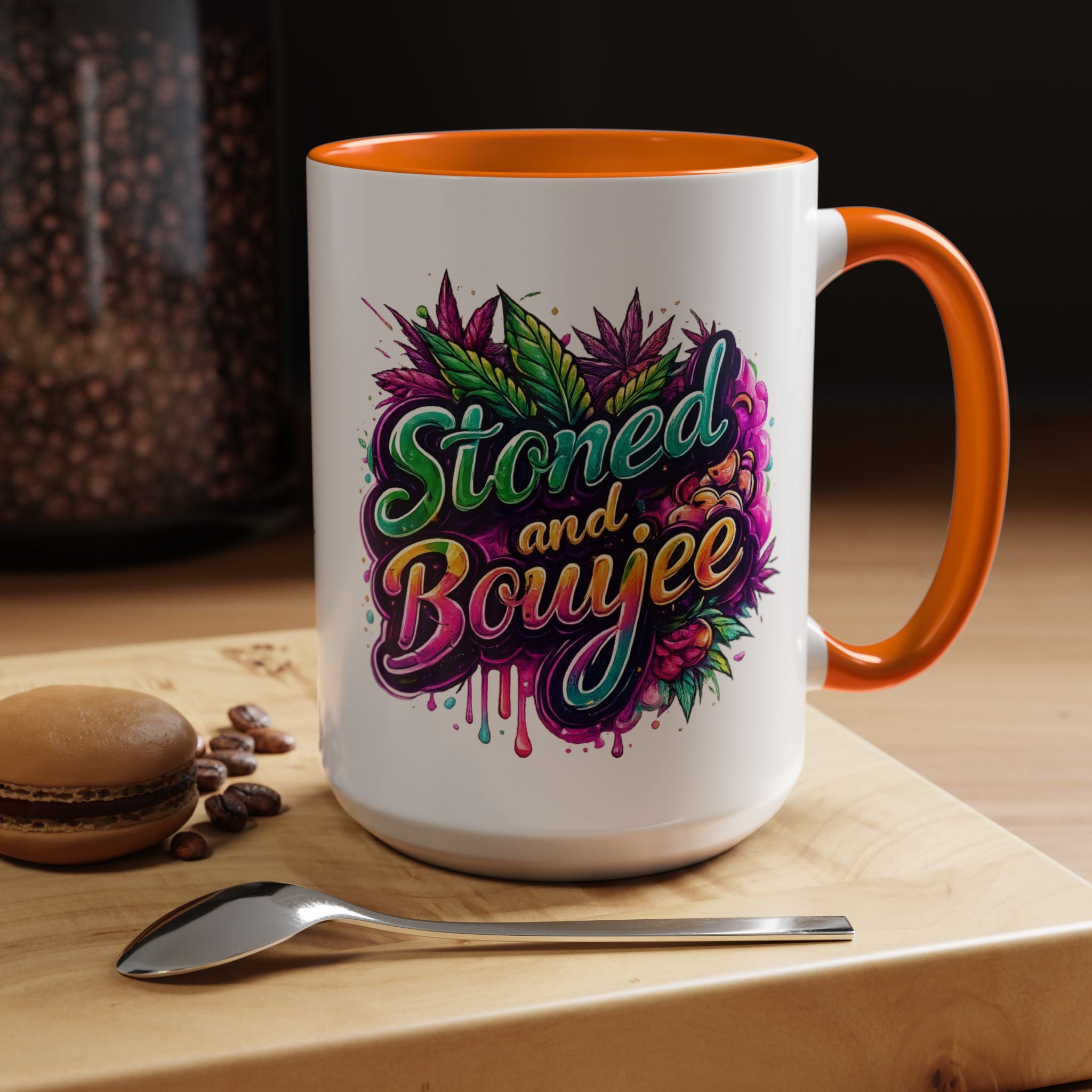 Accent Coffee Mug — "Stoned and Boujee" Colorful Cannabis Art