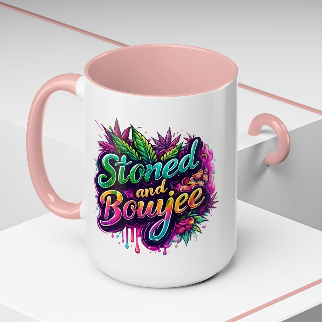 Accent Coffee Mug — "Stoned and Boujee" Colorful Cannabis Art