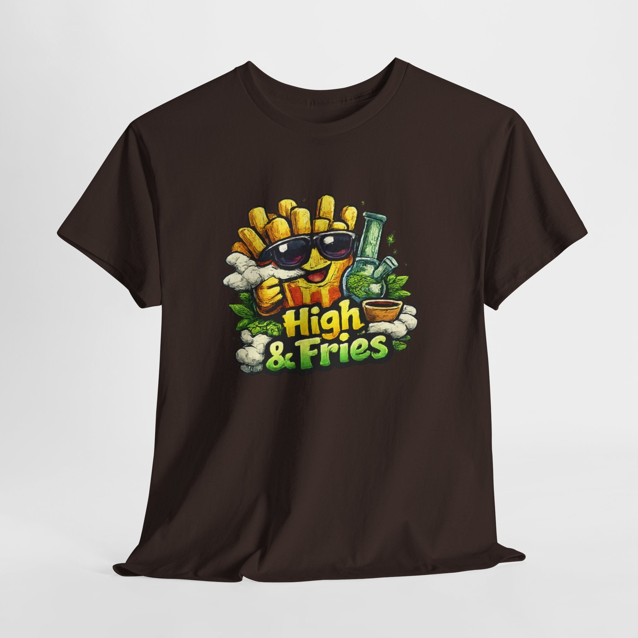 T-Shirt — "High & Fries" Funny Cannabis + Fries Graphic Tee