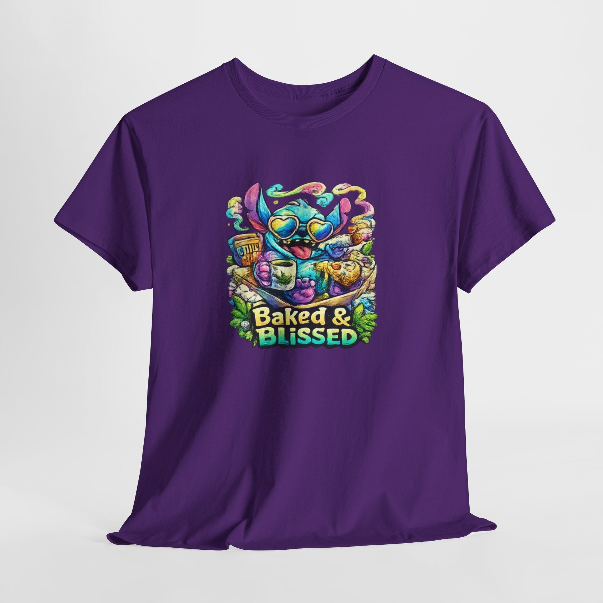 T-Shirt — Colorful 'Baked & Blissed' Cartoon Dessert Graphic Tee