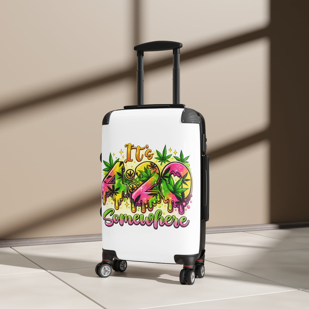 Suitcase — "It's 420 Somewhere" Travel Carry-On with Colorful Cannabis Design