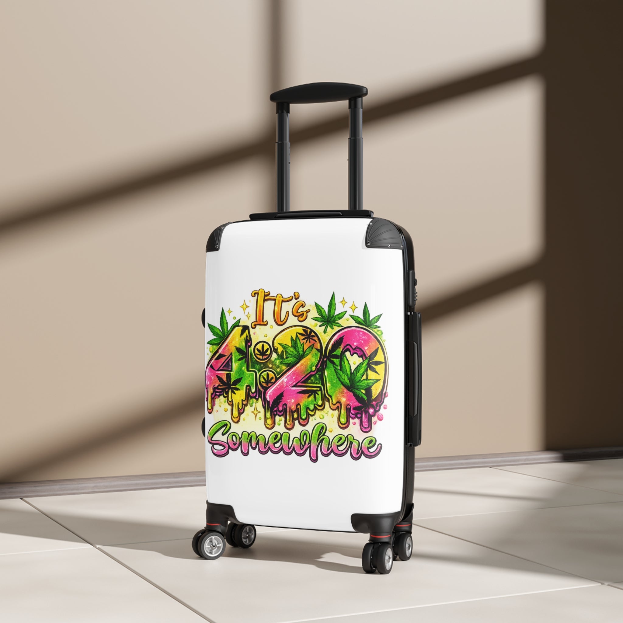 Suitcase — "It's 420 Somewhere" Travel Carry-On with Colorful Cannabis Design