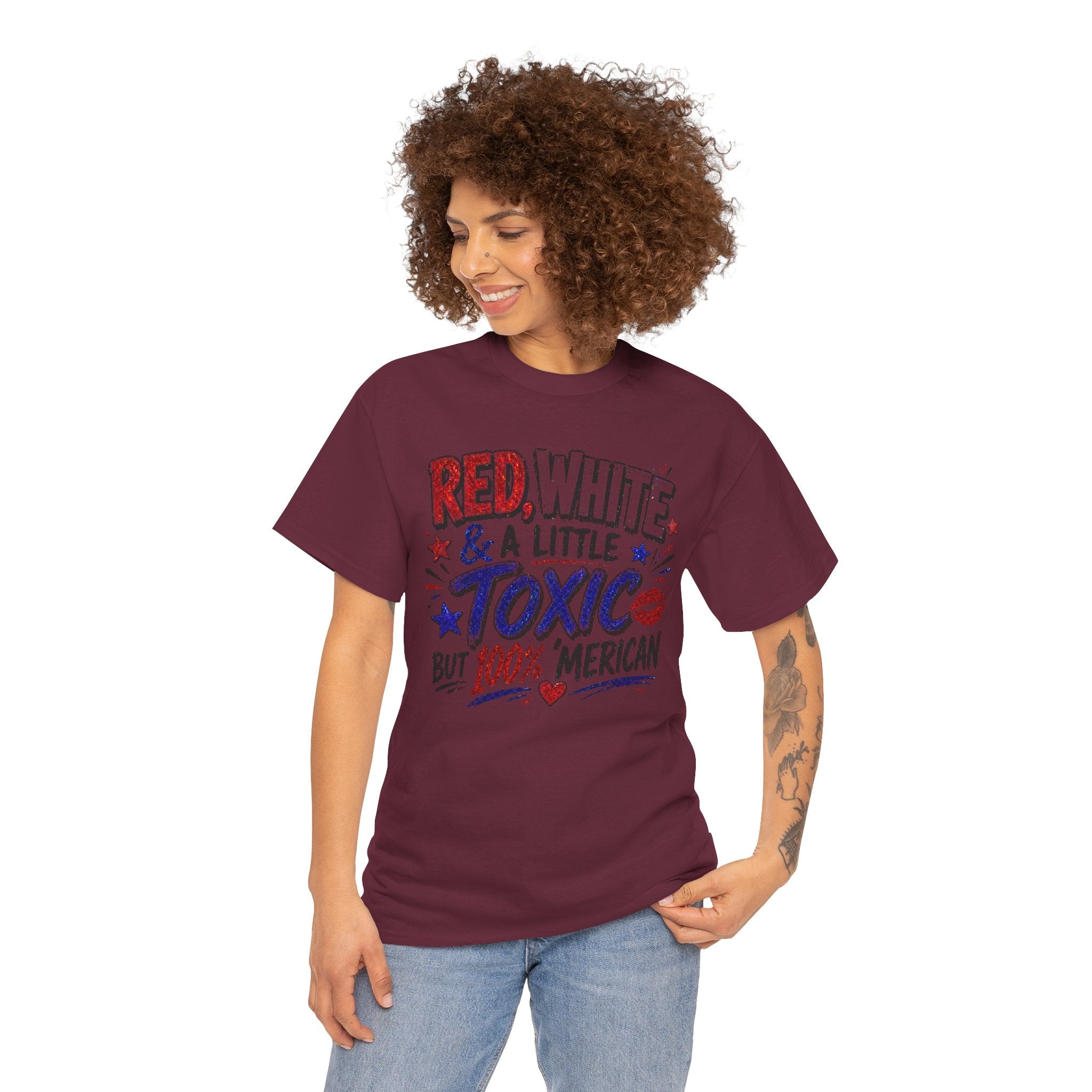 Patriotic 'Red, White & a Little Toxic but 100% Merican' Graphic Tee