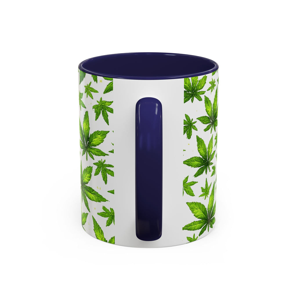 Cannabis Leaf Pattern Accent Coffee Mug – 11/15oz Ceramic