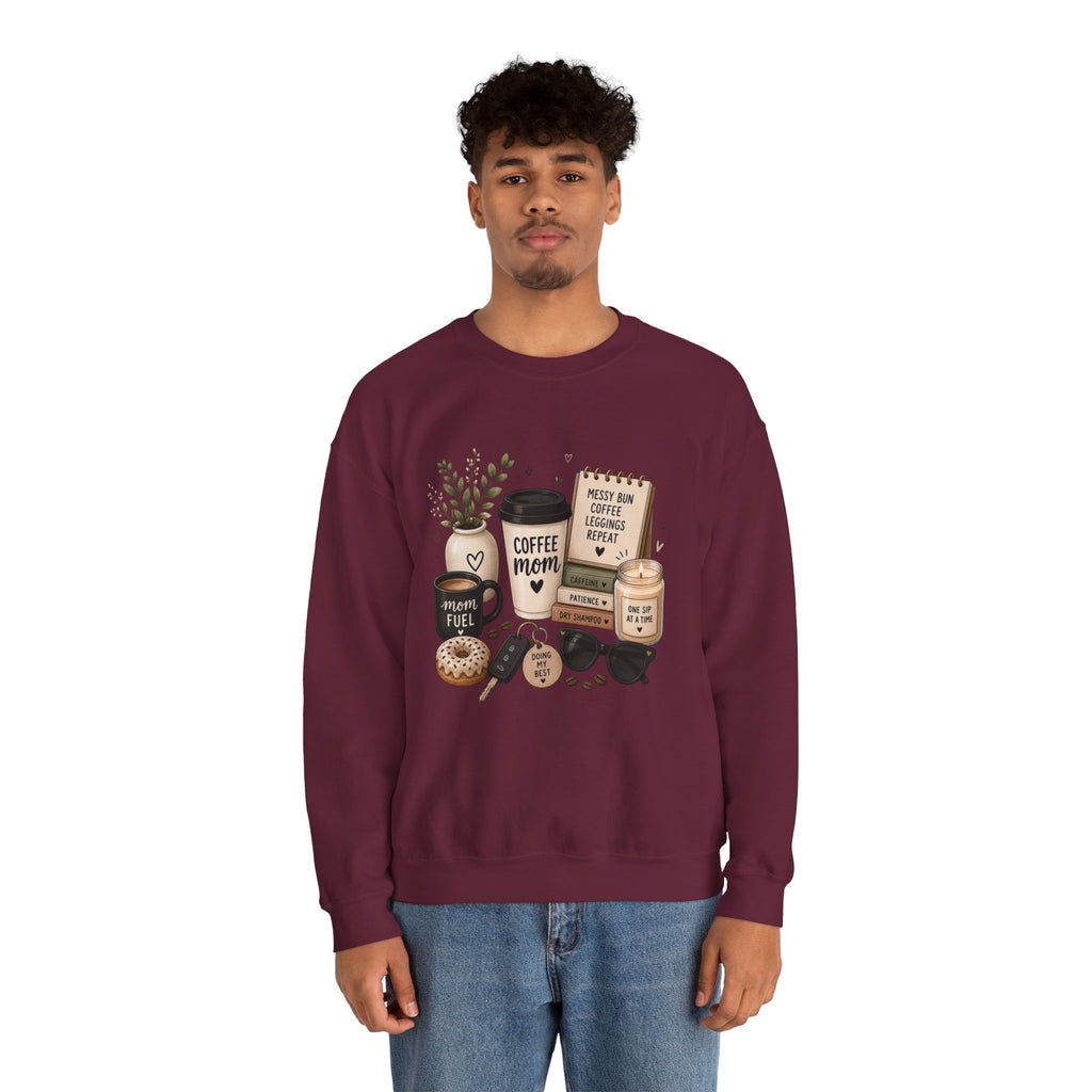 Coffee Mom Crewneck Sweatshirt — Cozy Morning Coffee Lover Graphic