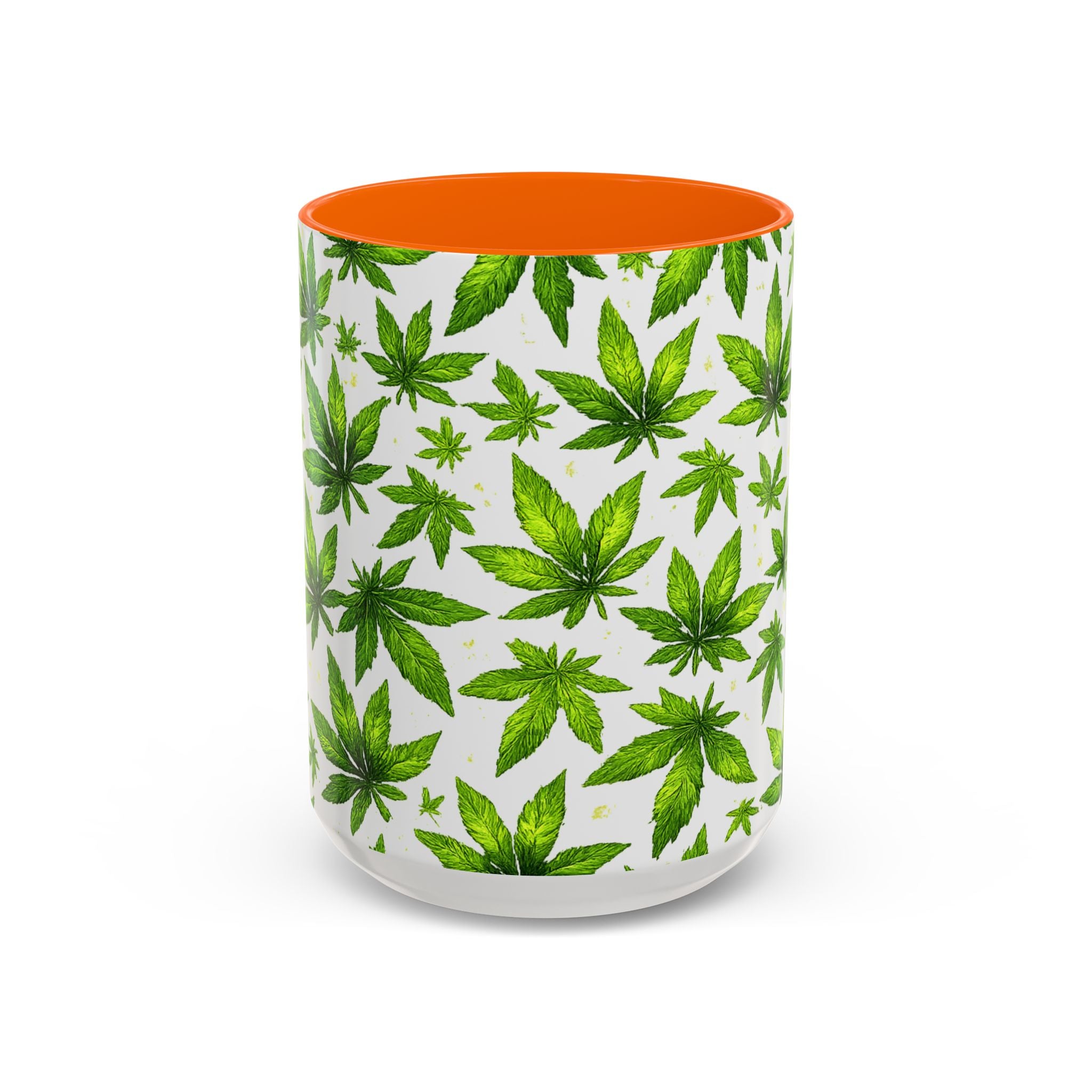 Cannabis Leaf Pattern Accent Coffee Mug – 11/15oz Ceramic