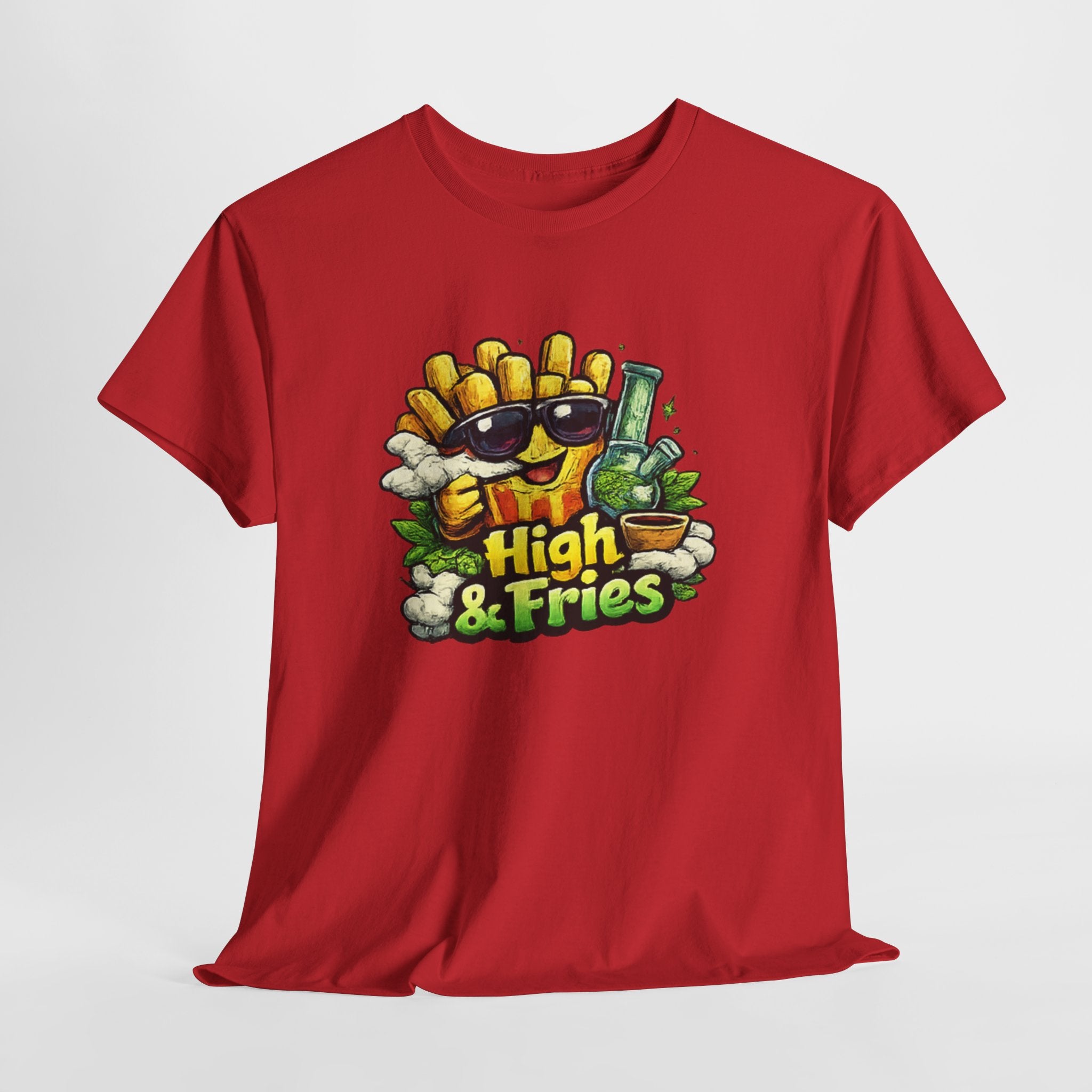T-Shirt — "High & Fries" Funny Cannabis + Fries Graphic Tee