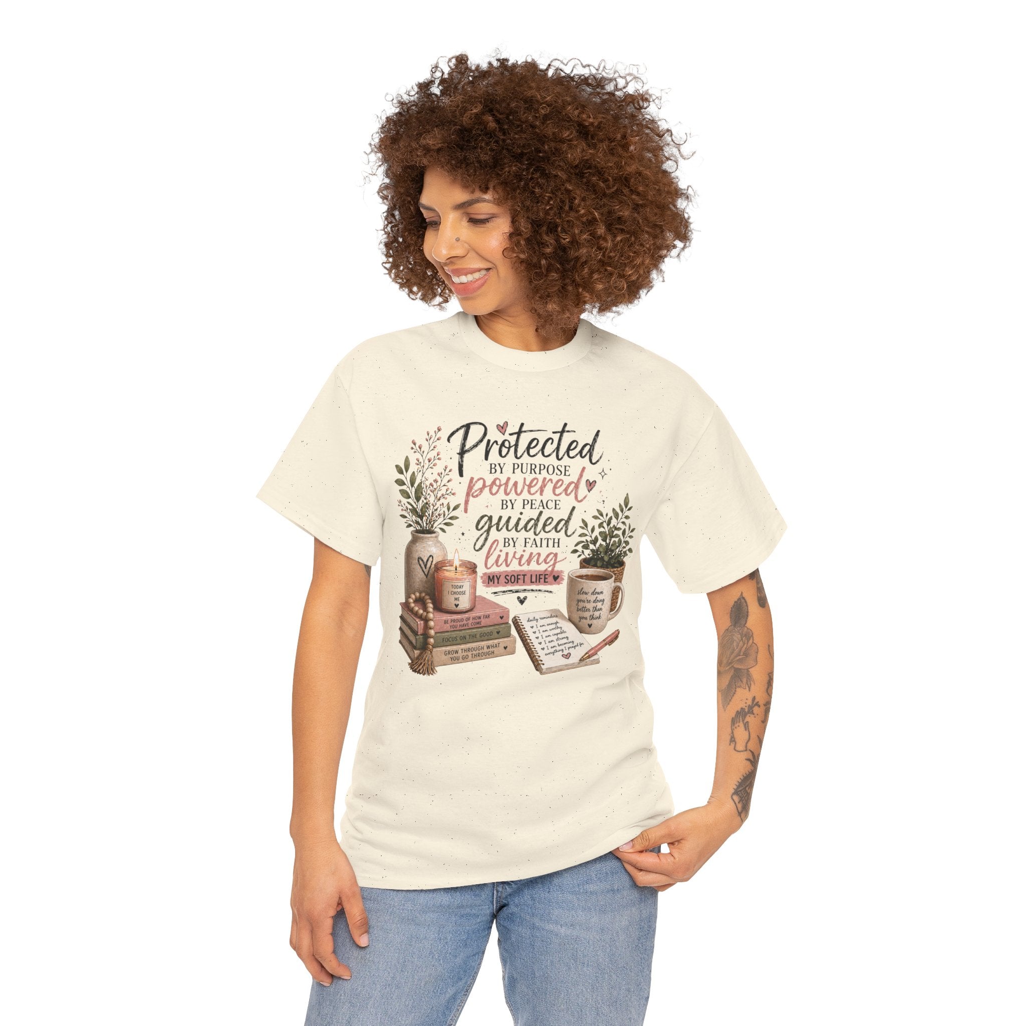 Christian Faith T-Shirt — “Protected, Powered, Guided” Inspirational Tee