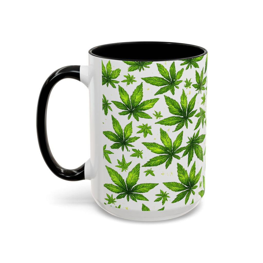 Cannabis Leaf Pattern Accent Coffee Mug – 11/15oz Ceramic