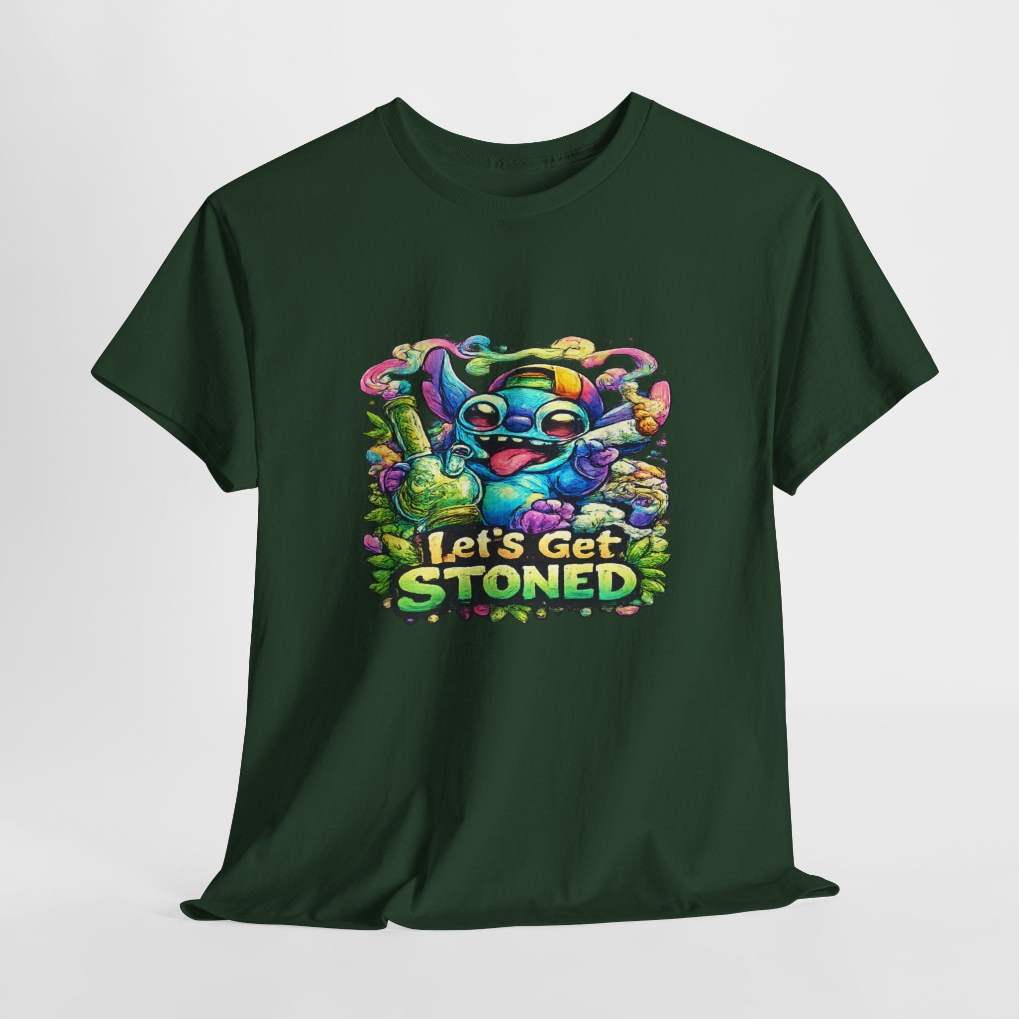 Let's Get Stoned T-Shirt — Colorful Trippy Alien Cannabis Tee