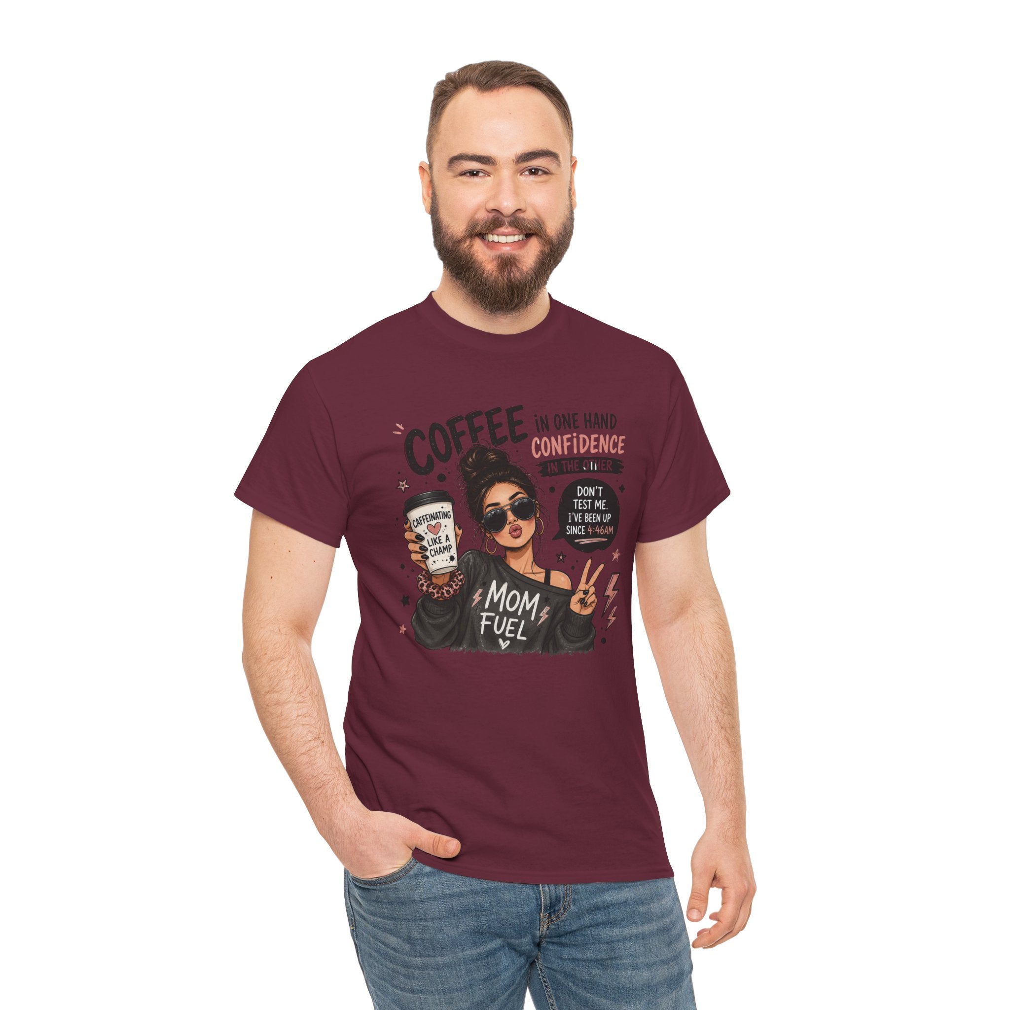 Coffee Mom Fuel T-Shirt — "Coffee in One Hand, Confidence in the Other" Graphic Tee