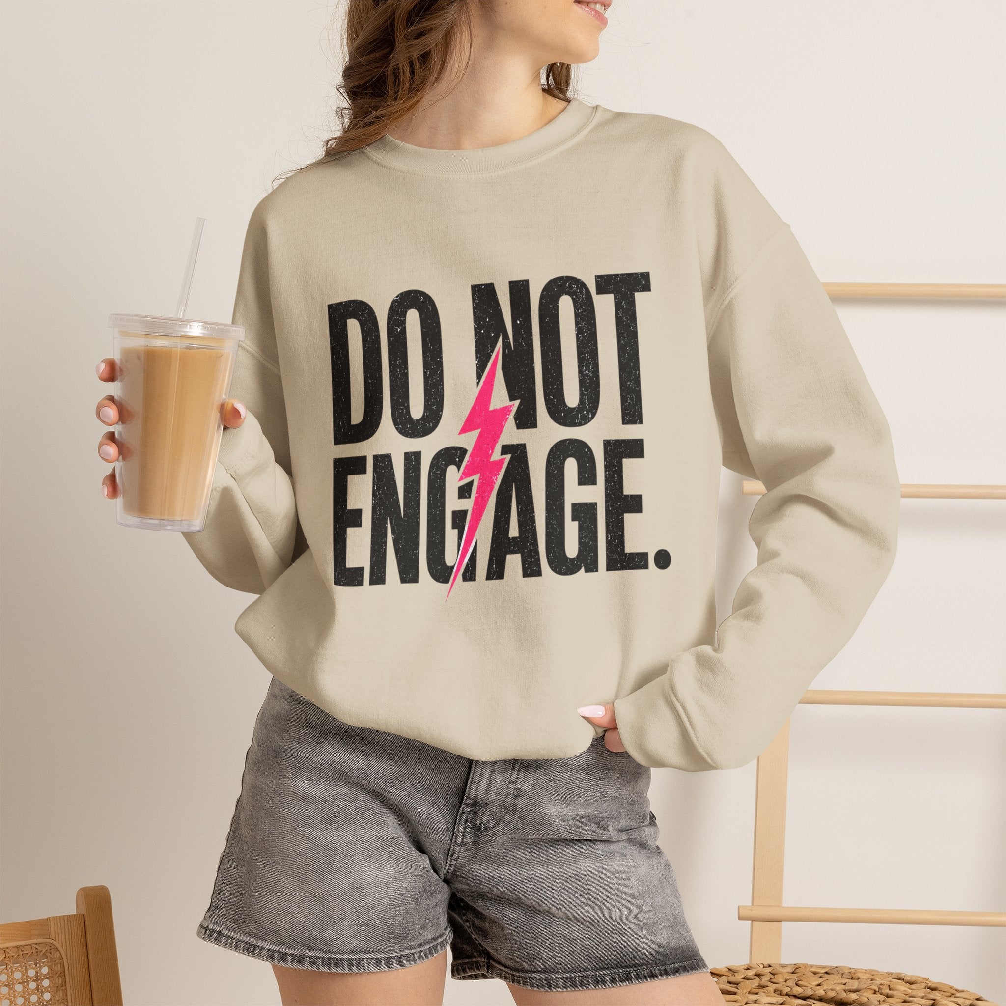 Do Not Engage Crewneck Sweatshirt – Bold Lightning Graphic Streetwear