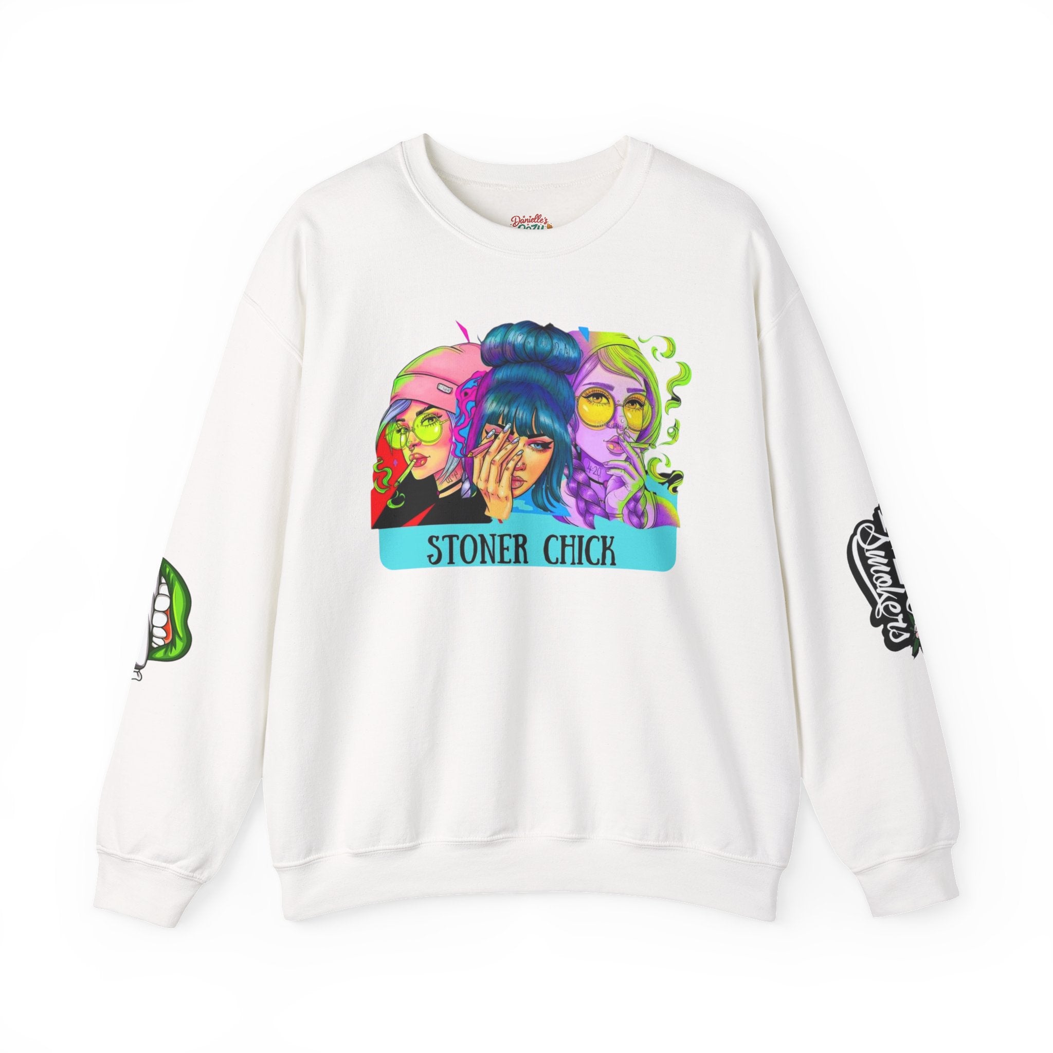 Stoner Chicks Crewneck Sweatshirt — Retro Cannabis Graphic