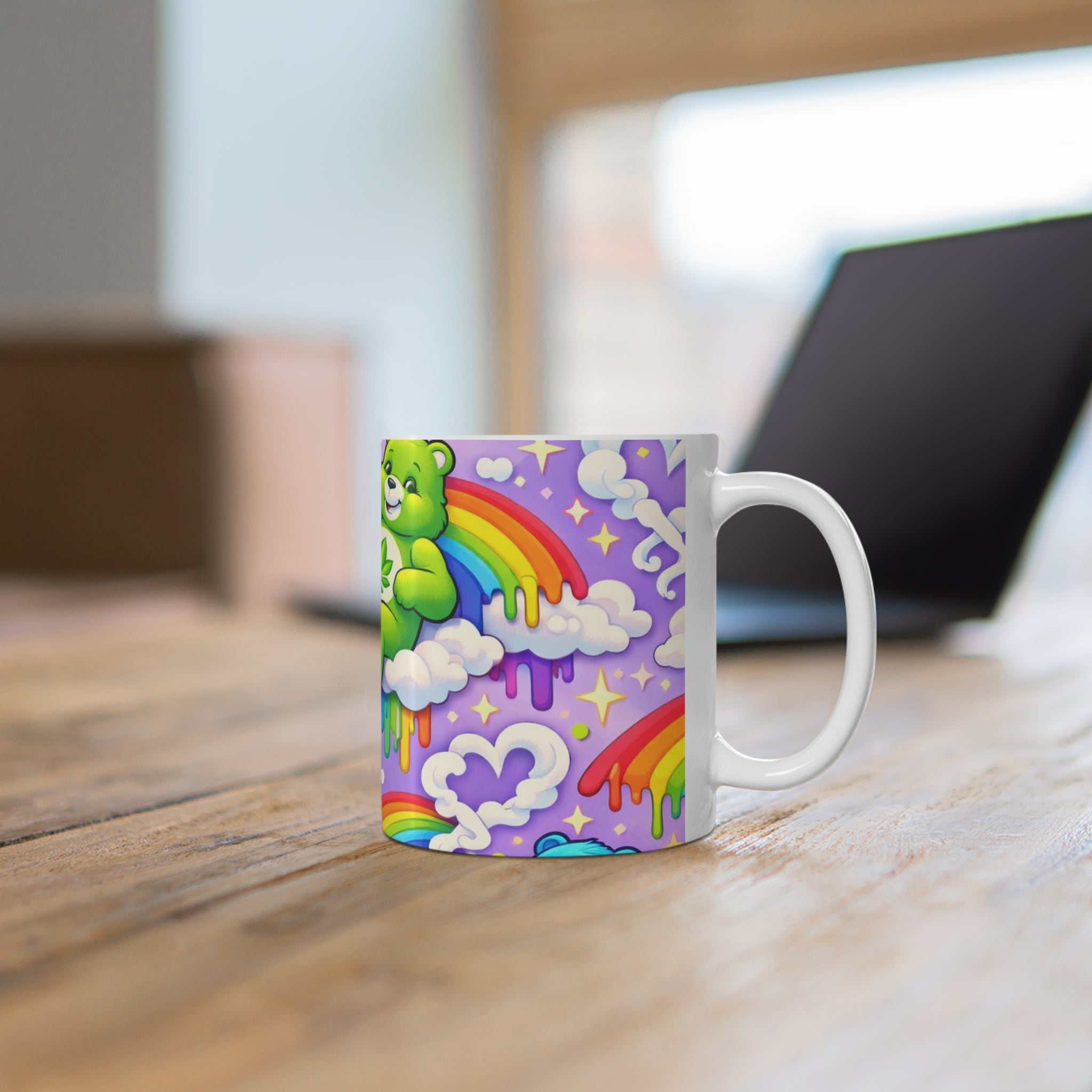 Cannabis Care Bears Ceramic Coffee Mug — Rainbow Stoner 11oz & 15oz