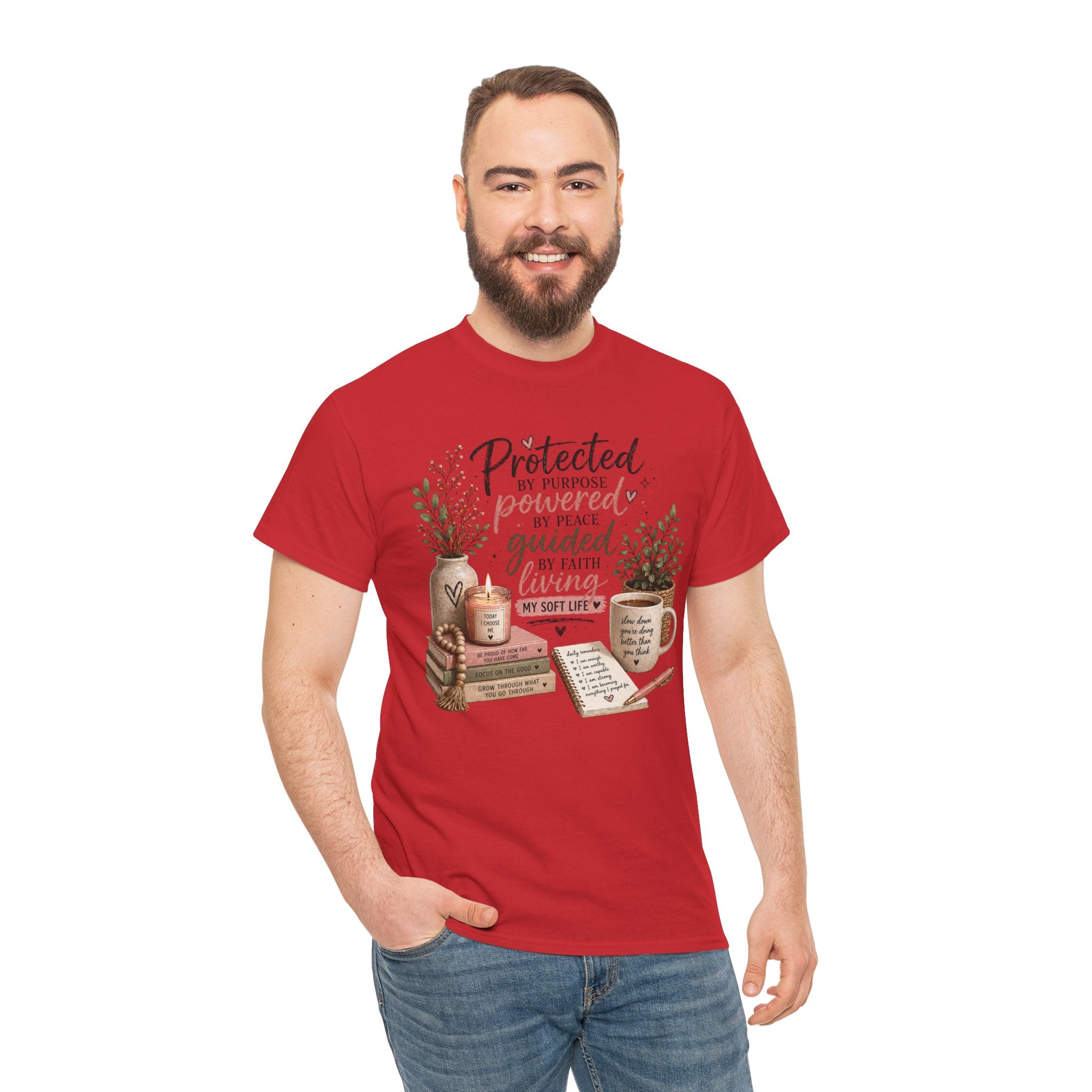 Christian Faith T-Shirt — “Protected, Powered, Guided” Inspirational Tee
