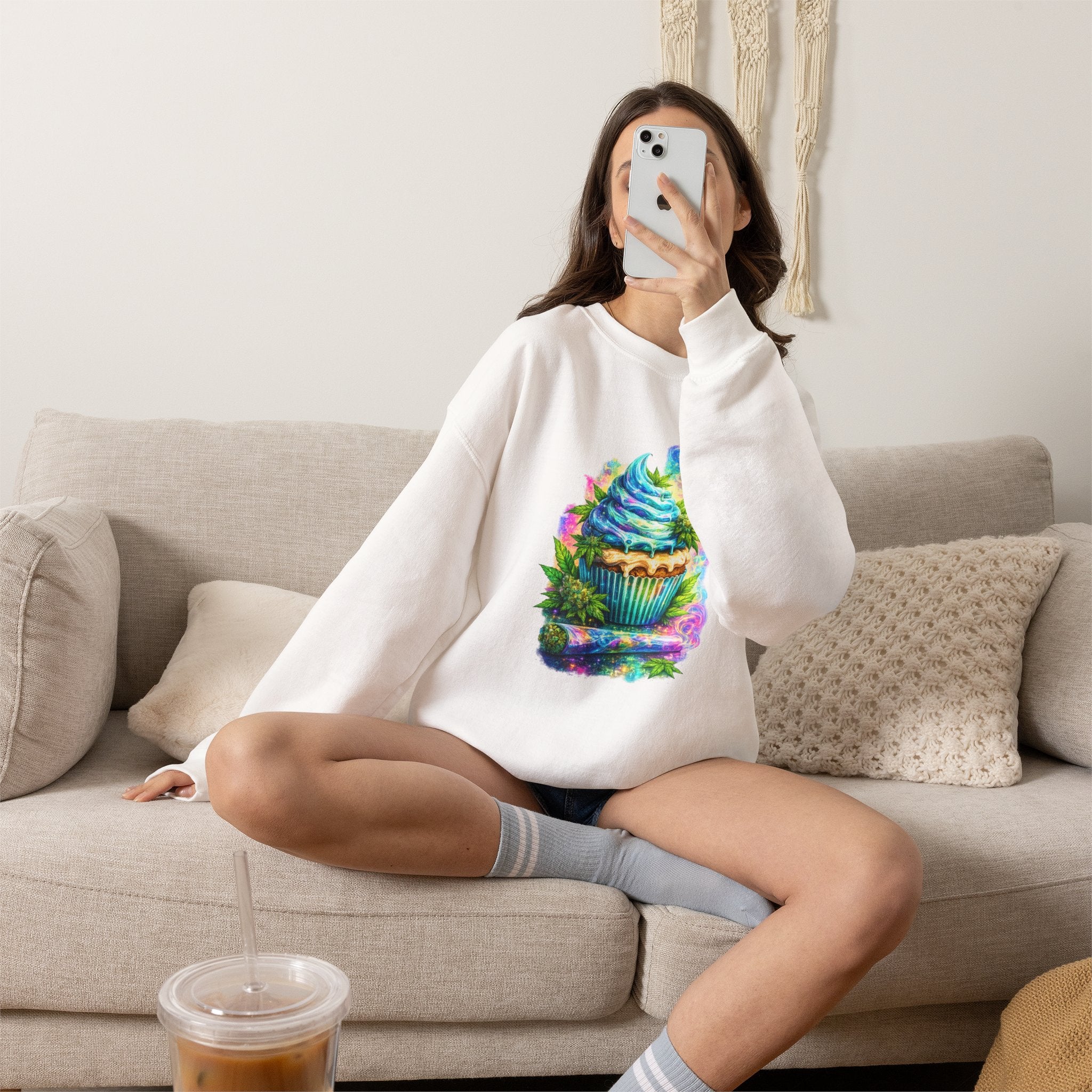 Cupcake Fantasy Sweatshirt – Colorful Psychedelic Bakery Art Crewneck