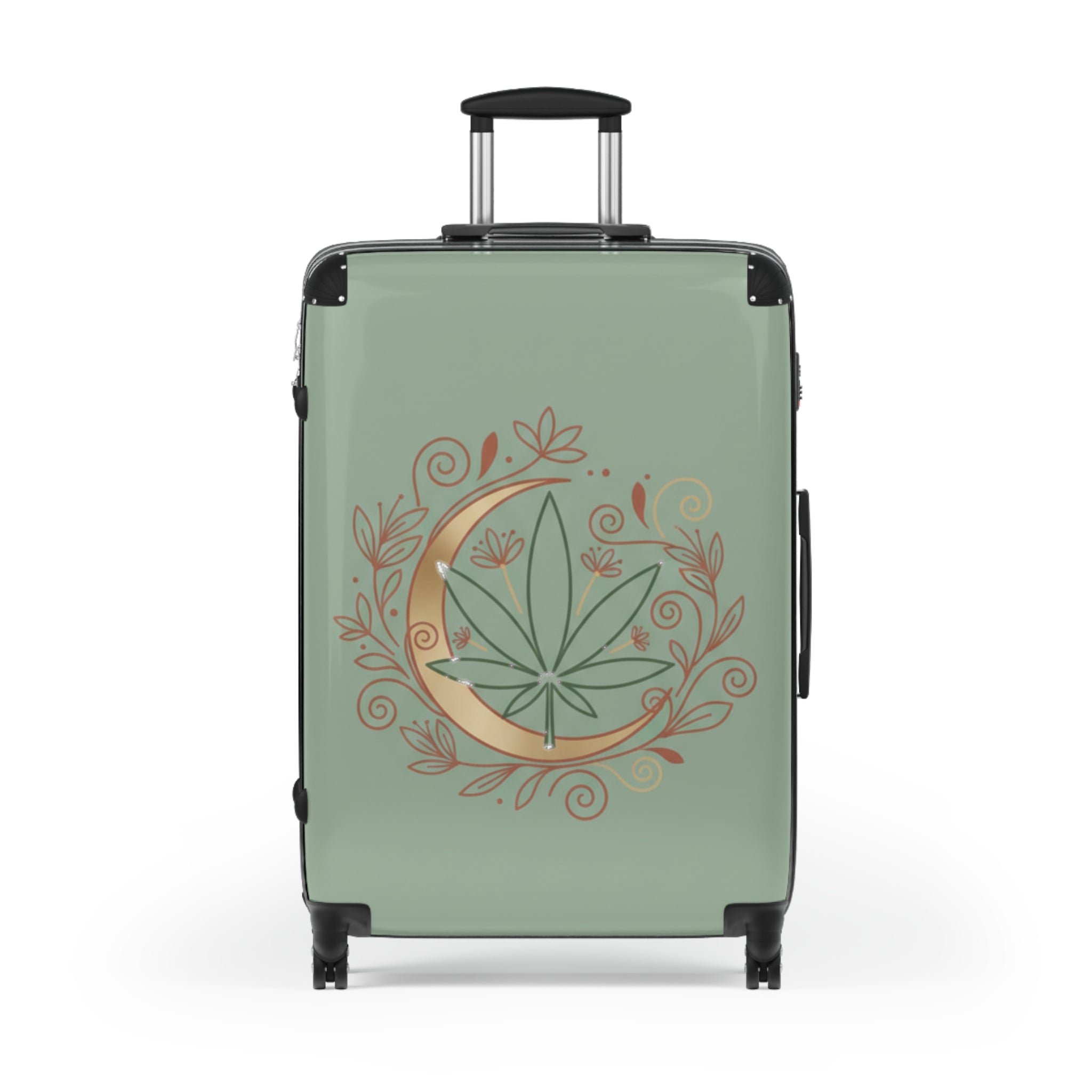 Moon & Leaf Carry-On Suitcase — Botanical Crescent Travel Luggage