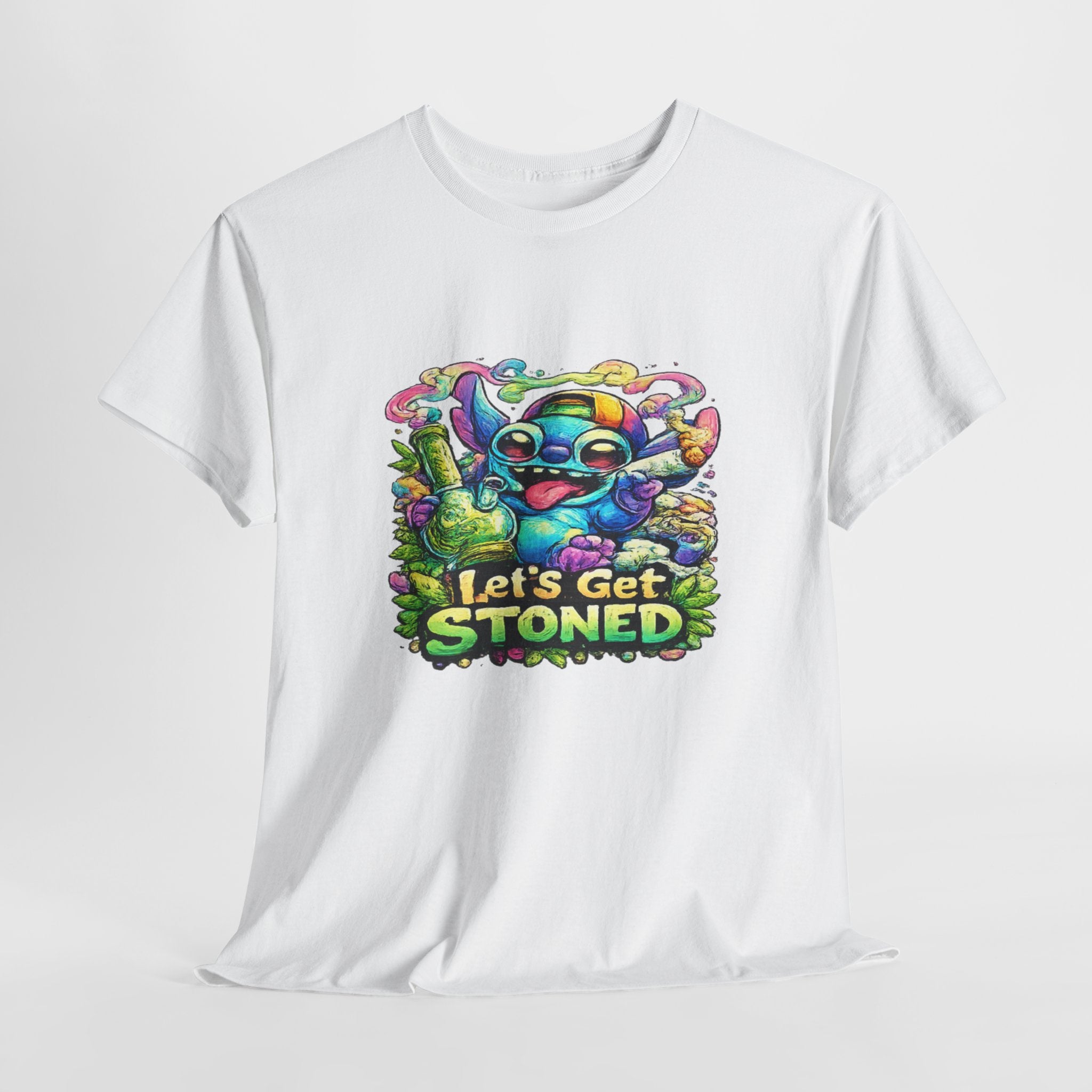 Let's Get Stoned T-Shirt — Colorful Trippy Alien Cannabis Tee