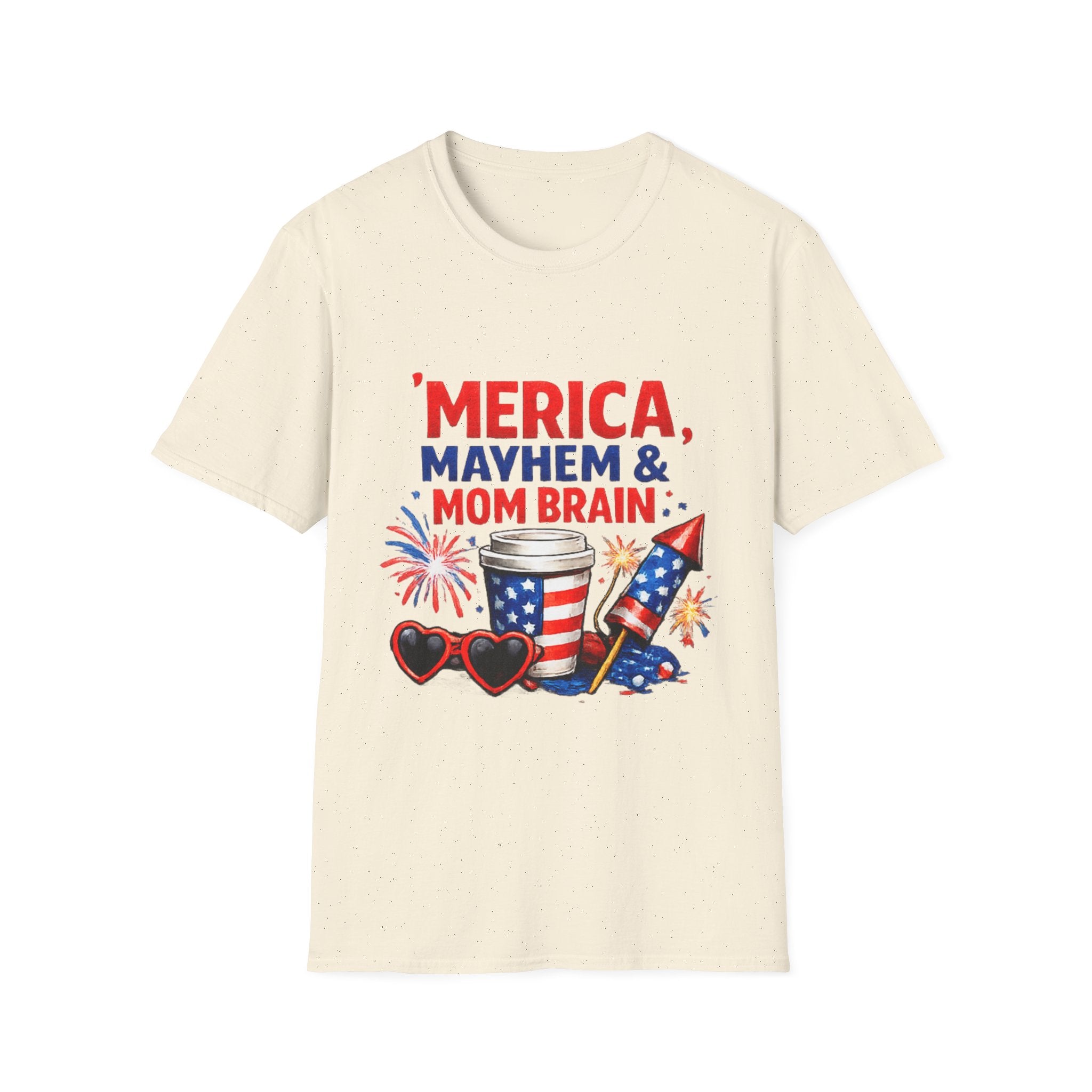 'Merica Mayhem & Mom Brain Tee - 4th of July Patriotic Mom T-Shirt