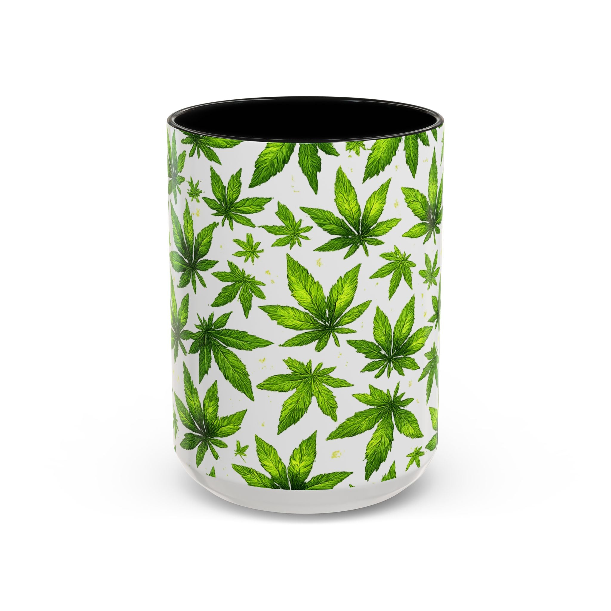 Cannabis Leaf Pattern Accent Coffee Mug – 11/15oz Ceramic