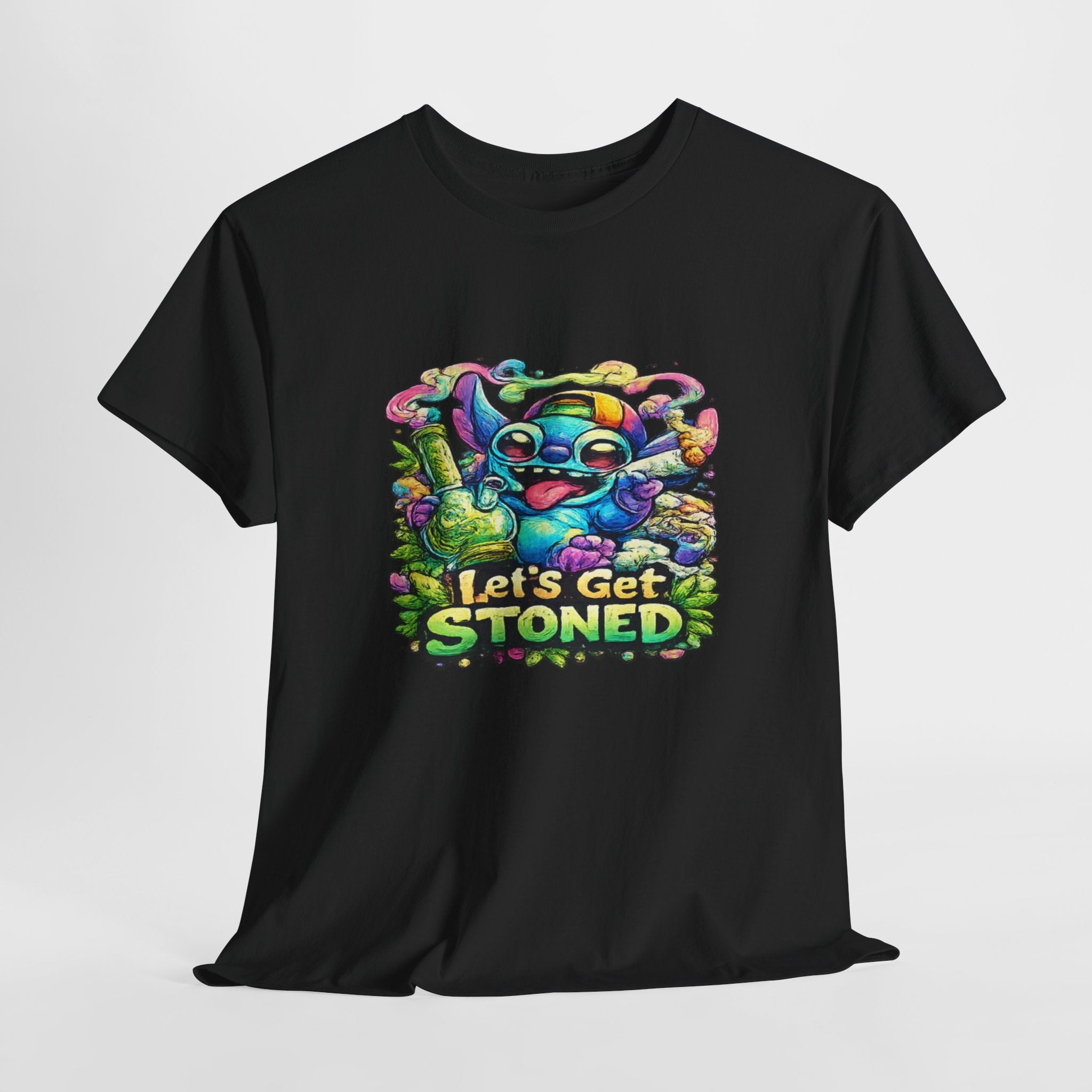 Let's Get Stoned T-Shirt — Colorful Trippy Alien Cannabis Tee