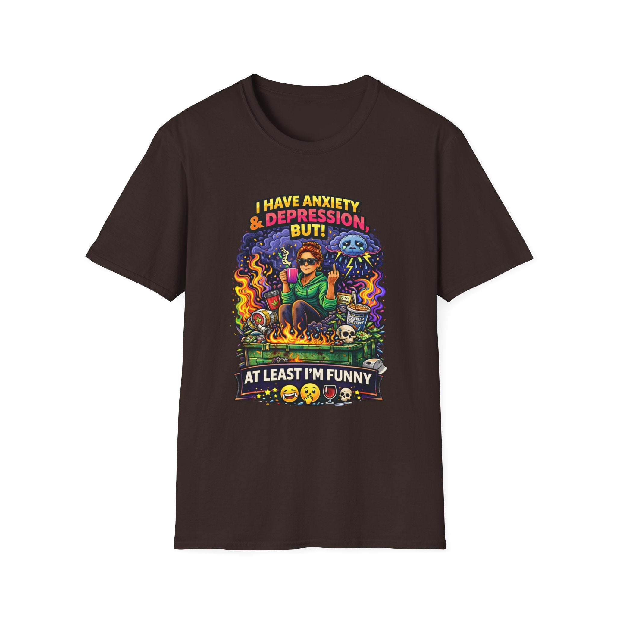 Funny Anxiety & Depression T‑Shirt — “I Have Anxiety & Depression But At Least I’m Funny” Graphic Tee