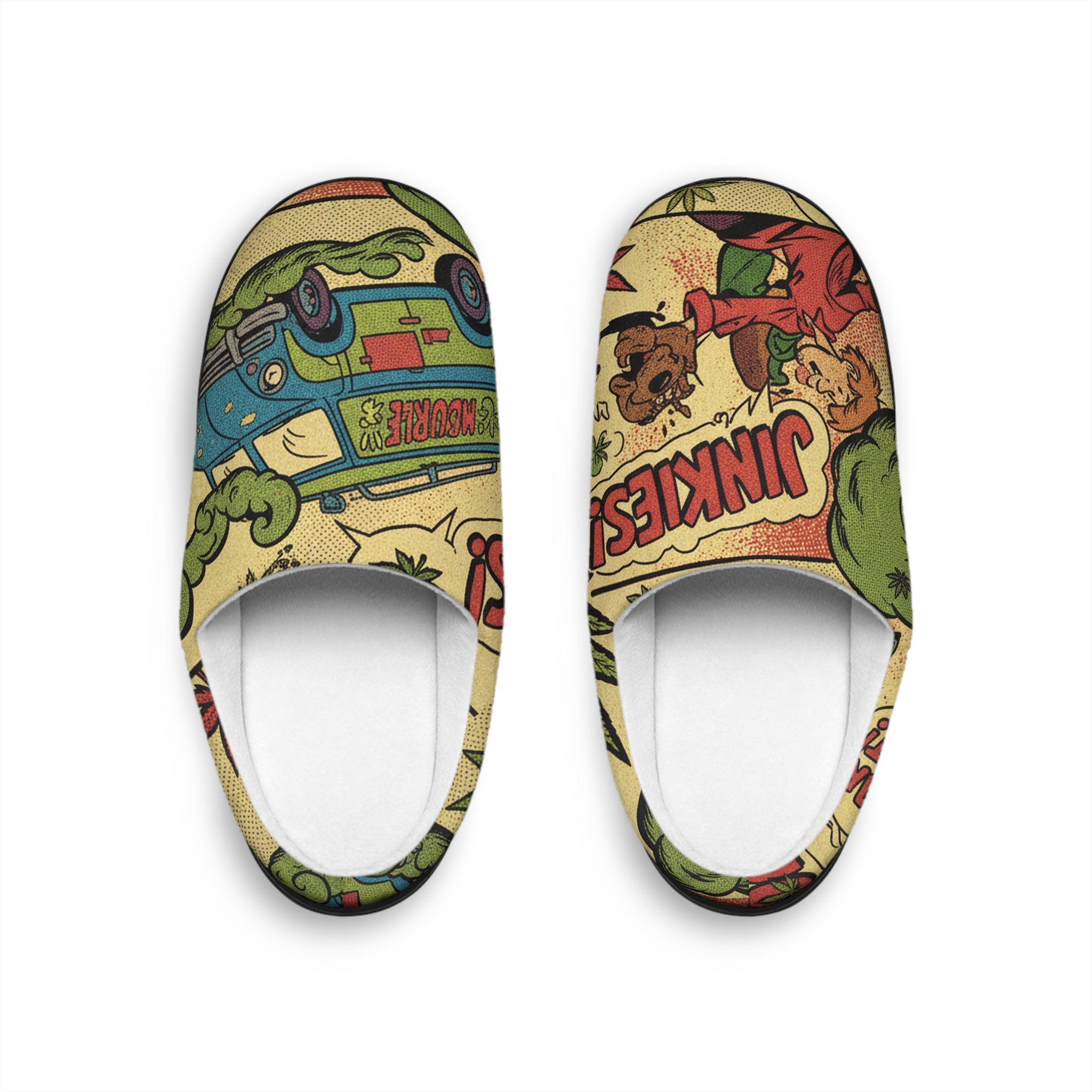 Retro Comic Monster Indoor Slippers — Vintage Horror Cartoon Design