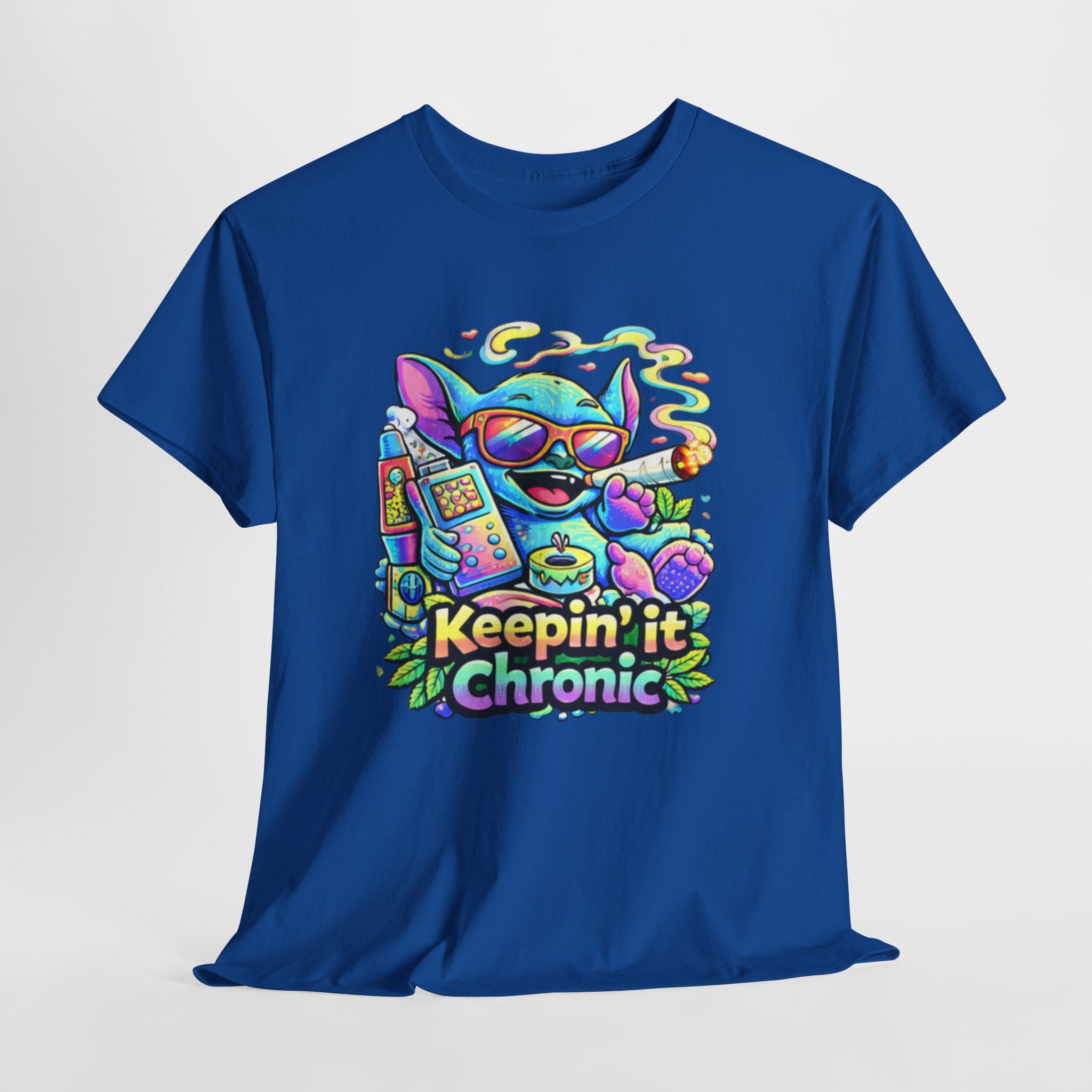 Keepin' It Chronic T-Shirt — Colorful Stoner Cat Graphic Tee