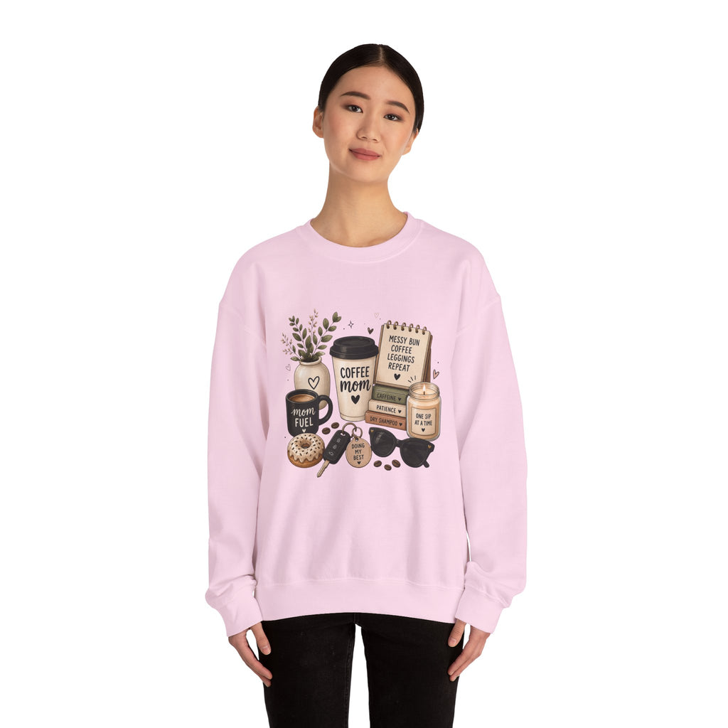 Coffee Mom Crewneck Sweatshirt — Cozy Morning Coffee Lover Graphic