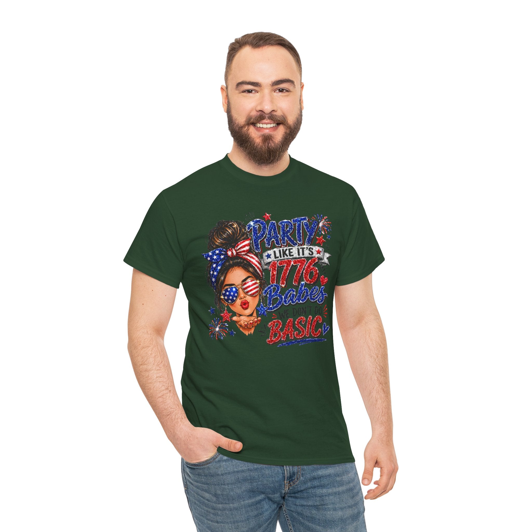 1776 Party Vibes Tee — "Party Like It's 1776 Because We Don't Do Basic" Patriotic T-Shirt