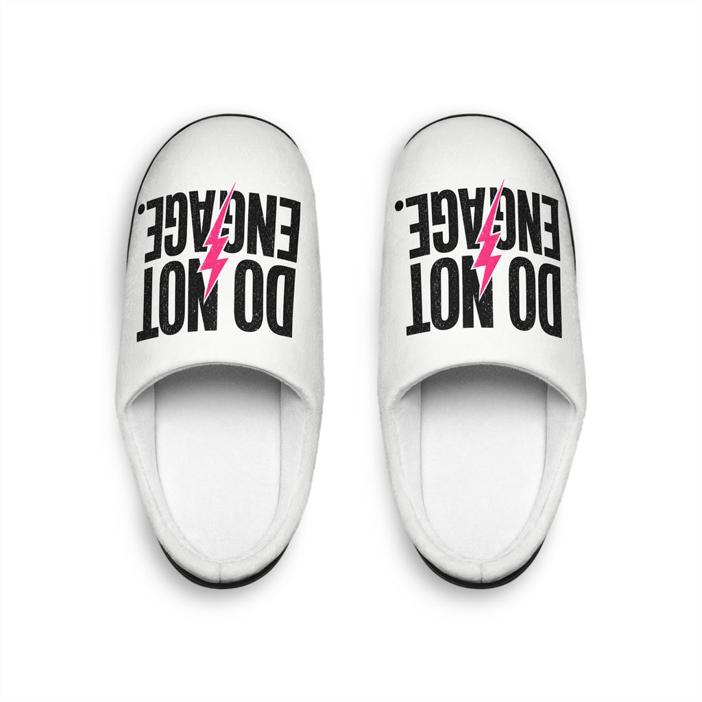 Do Not Engage Slippers — Women's Indoor Cozy Slip-On with Pink Lightning
