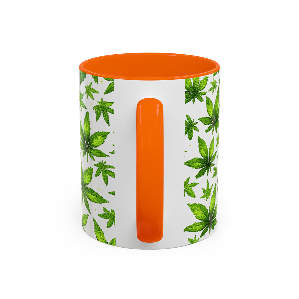 Cannabis Leaf Pattern Accent Coffee Mug – 11/15oz Ceramic