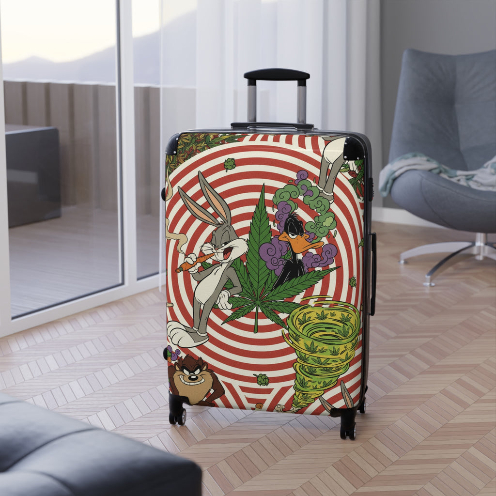 Cannabis Cartoon Suitcase – Retro Bugs Bunny & Daffy Luggage