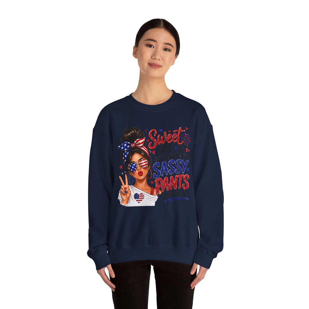 Patriotic 'Sweet Land of Liberty, Sassy Pants to Match' Crewneck Sweatshirt